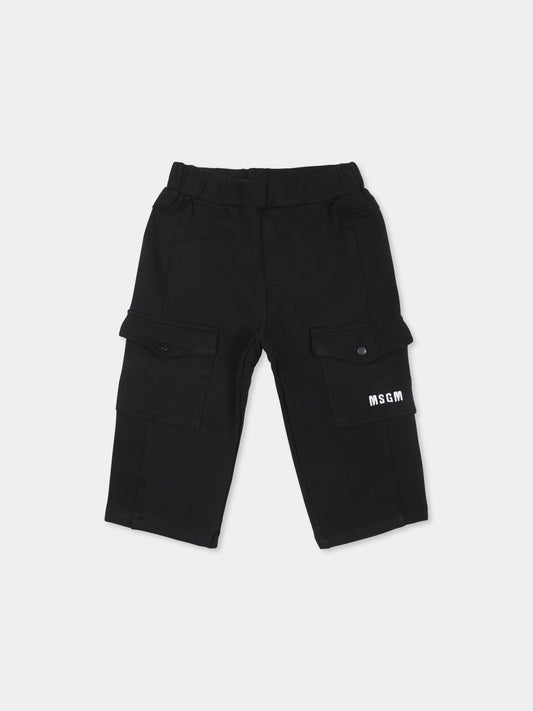 Pantaloni cargo neri per neonato,Msgm Kids,F4MSNBFP265 110