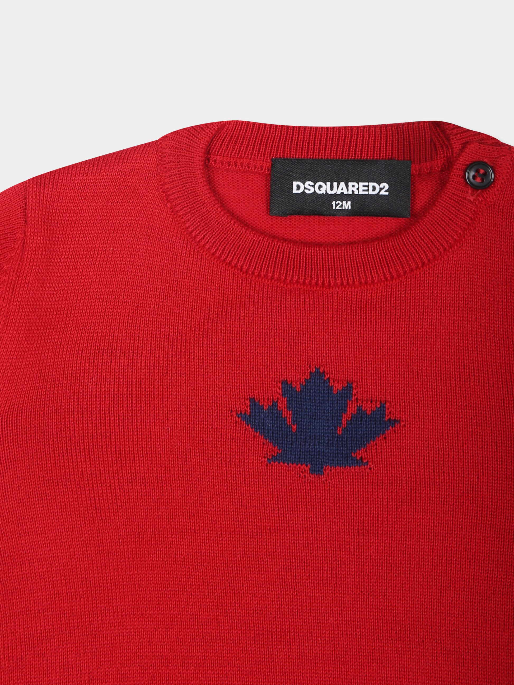 Maglione rosso per neonato con logo,Dsquared2,DQ2488 D003F D2K167B DQ417