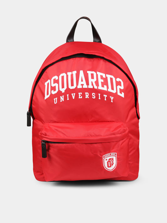 Zaino rosso per bambino con logo,Dsquared2,DQ2482 D0A3M D2W114U DQ413