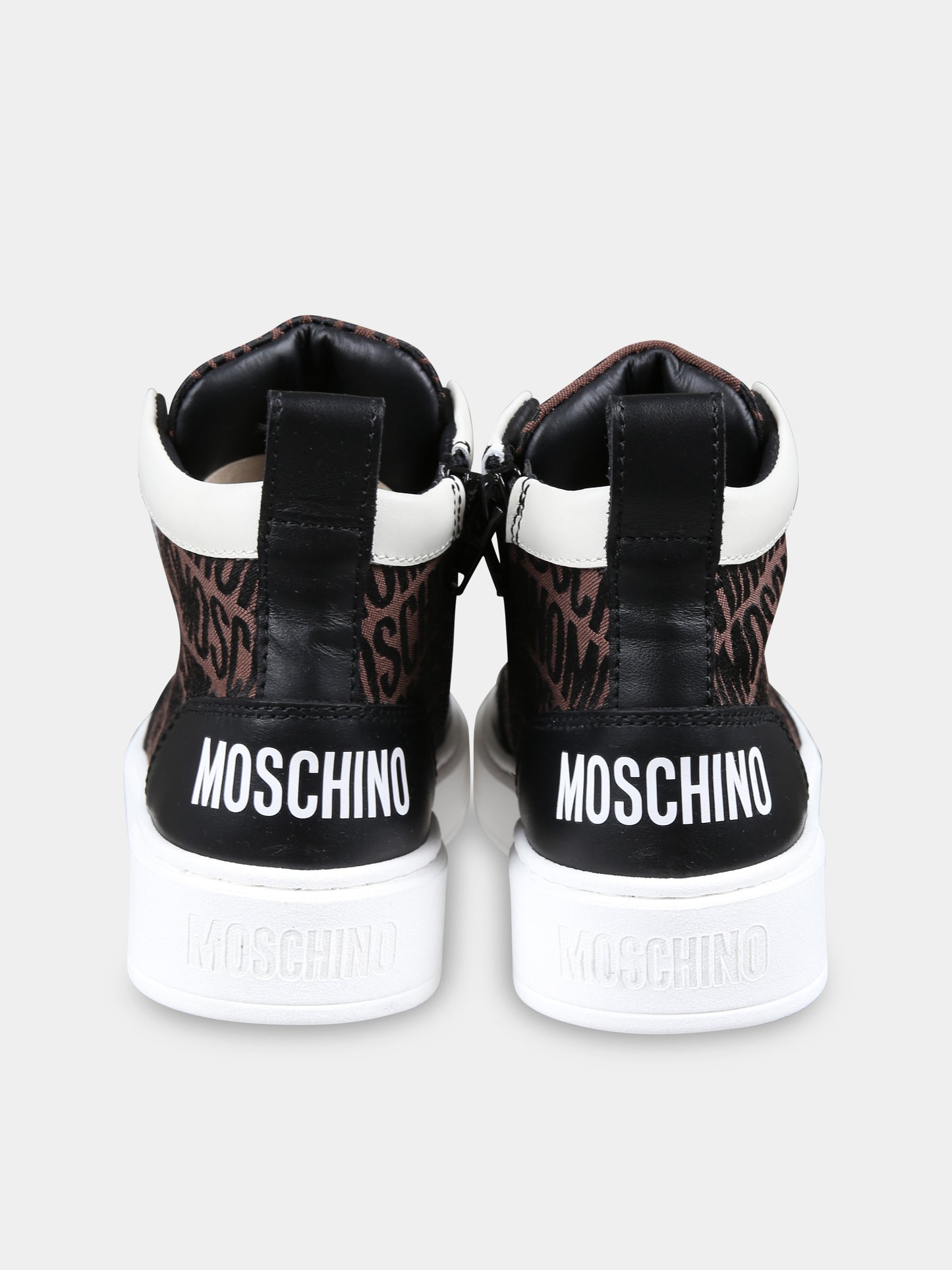 Sneakers marroni per bambini con logo,Moschino Kids,78696 2