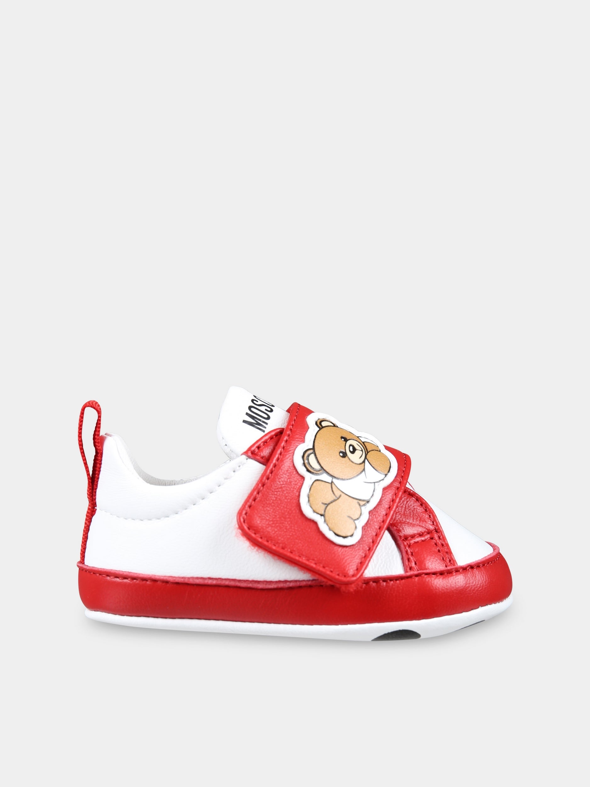 Sneakers rosse per neonati con Teddy Bear,Moschino Kids,78564 1
