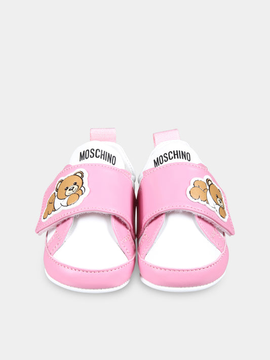 Sneakers rosa per neonata con Teddy Bear,Moschino Kids,78564 4