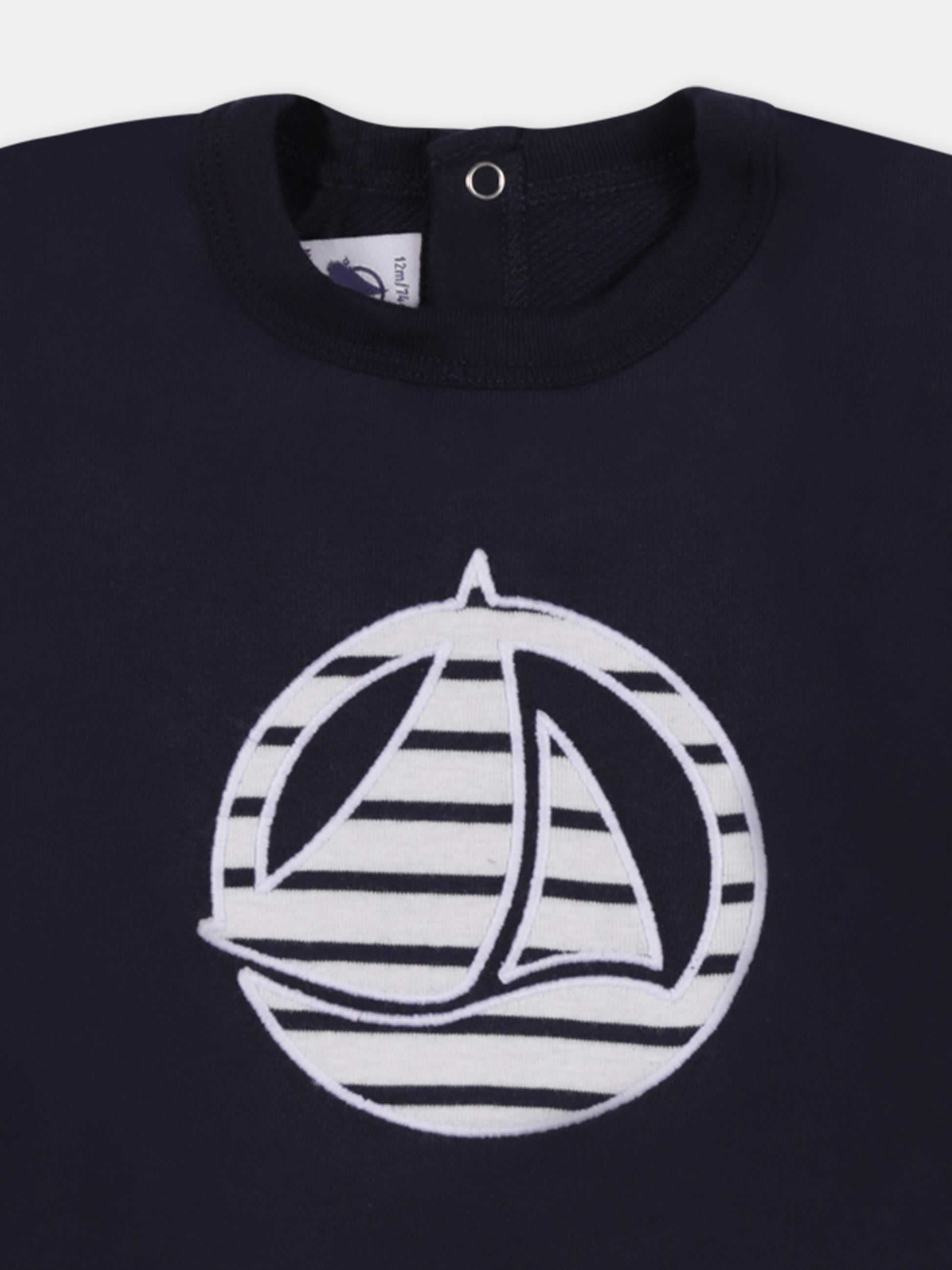 Felpa blu per neonati con logo,Petit Bateau,A0BMM SMOKING 01