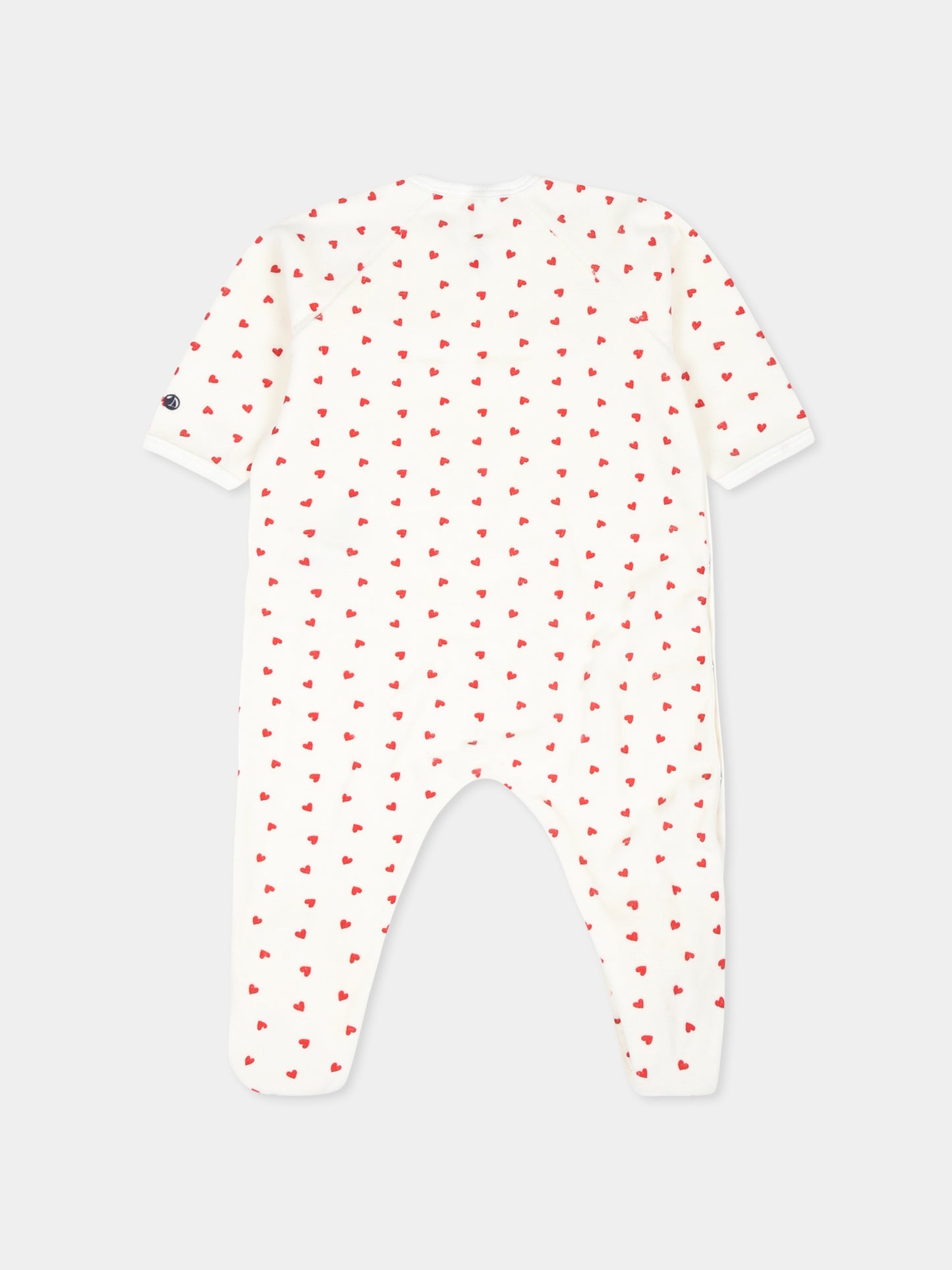 Tutina bianca per neonati con cuori,Petit Bateau,A0ARW MARSHMALLOW/TERKUIT 01