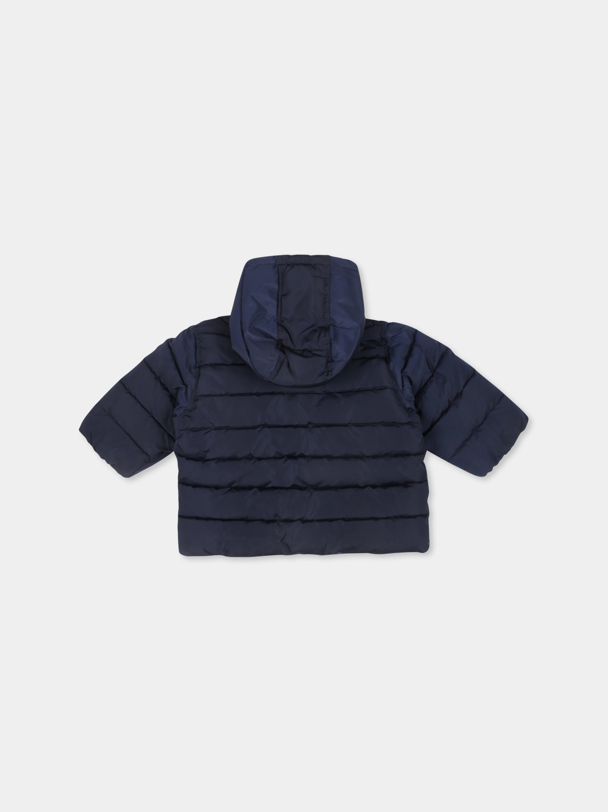 Piumino blu per neonato con logo,Petit Bateau,A0B40 SMOKING 01