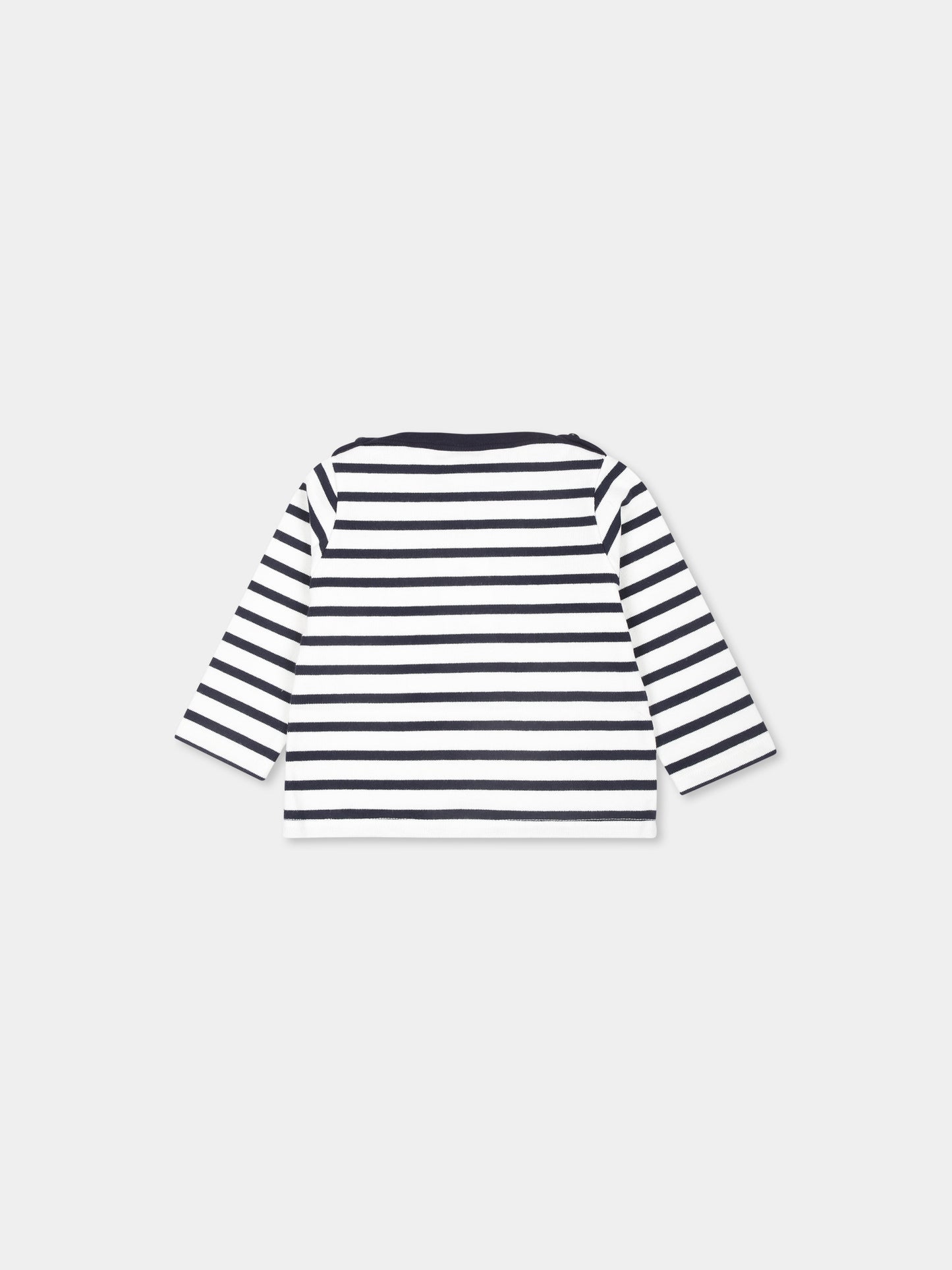 T-shirt bianca per neonati con logo,Petit Bateau,A08FI MARSHMALLOW/SMOKING 01