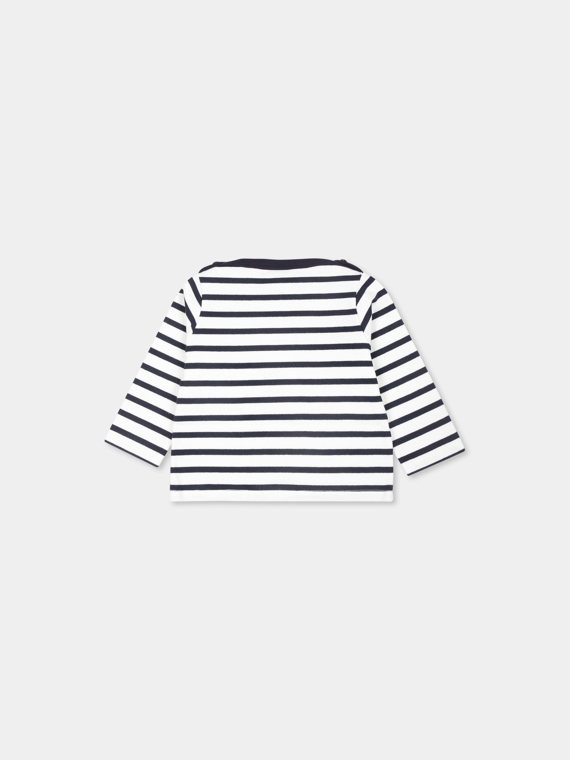 T-shirt bianca per neonati con logo,Petit Bateau,A08FI MARSHMALLOW/SMOKING 01