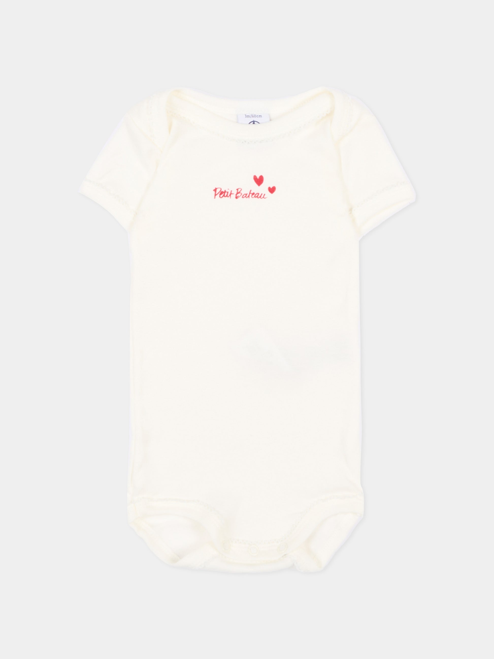 Set body avorio per neonata a cuori,Petit Bateau,A00BB VARIANTE 1 00