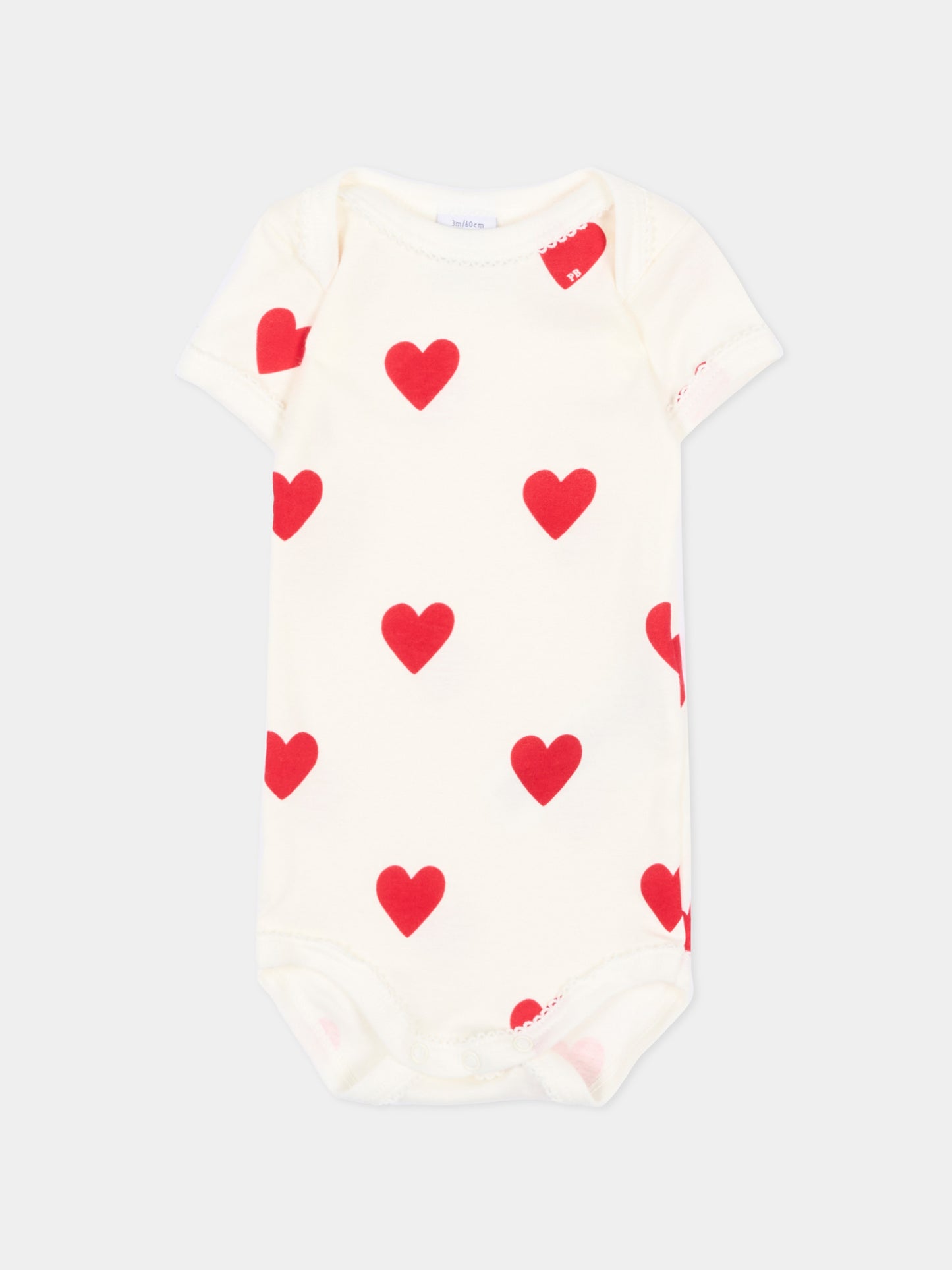 Set body avorio per neonata a cuori,Petit Bateau,A00BB VARIANTE 1 00
