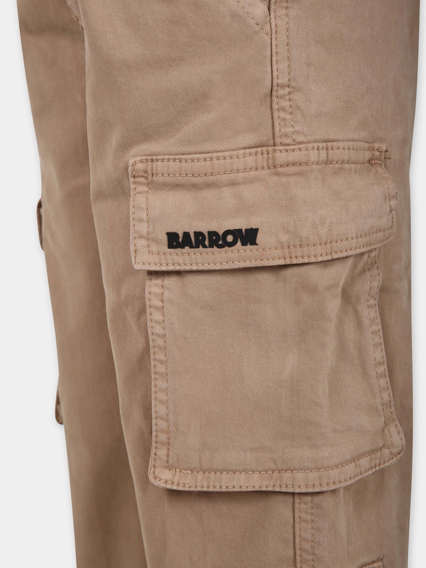 Pantaloni beige per bambini con logo,Barrow,F4BKJUPA043 BW016