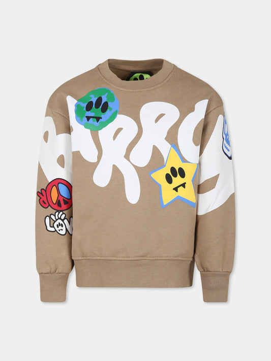 Beige sweatshirt for kids with logo
