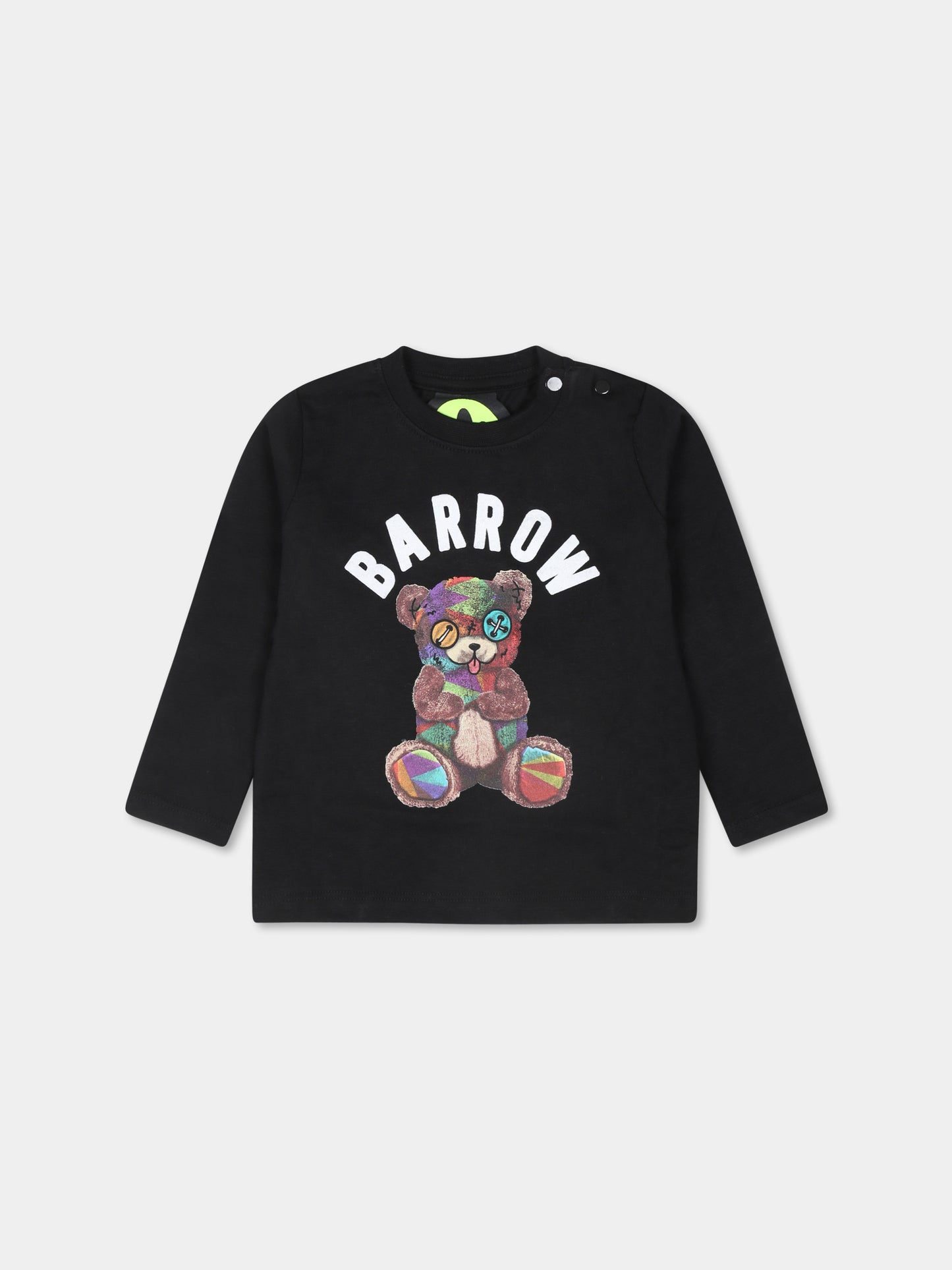 T-shirt nera per neonati con stampa Bear,Barrow,F4BKUNTH118 110