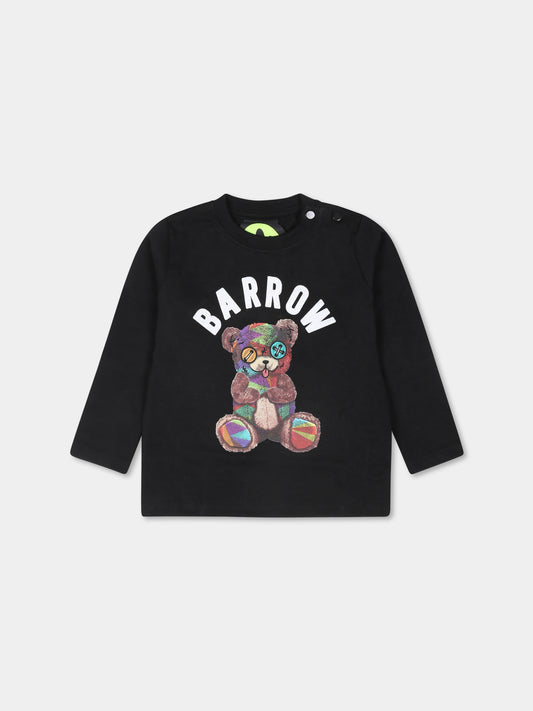 T-shirt nera per neonati con stampa Bear,Barrow,F4BKUNTH118 110