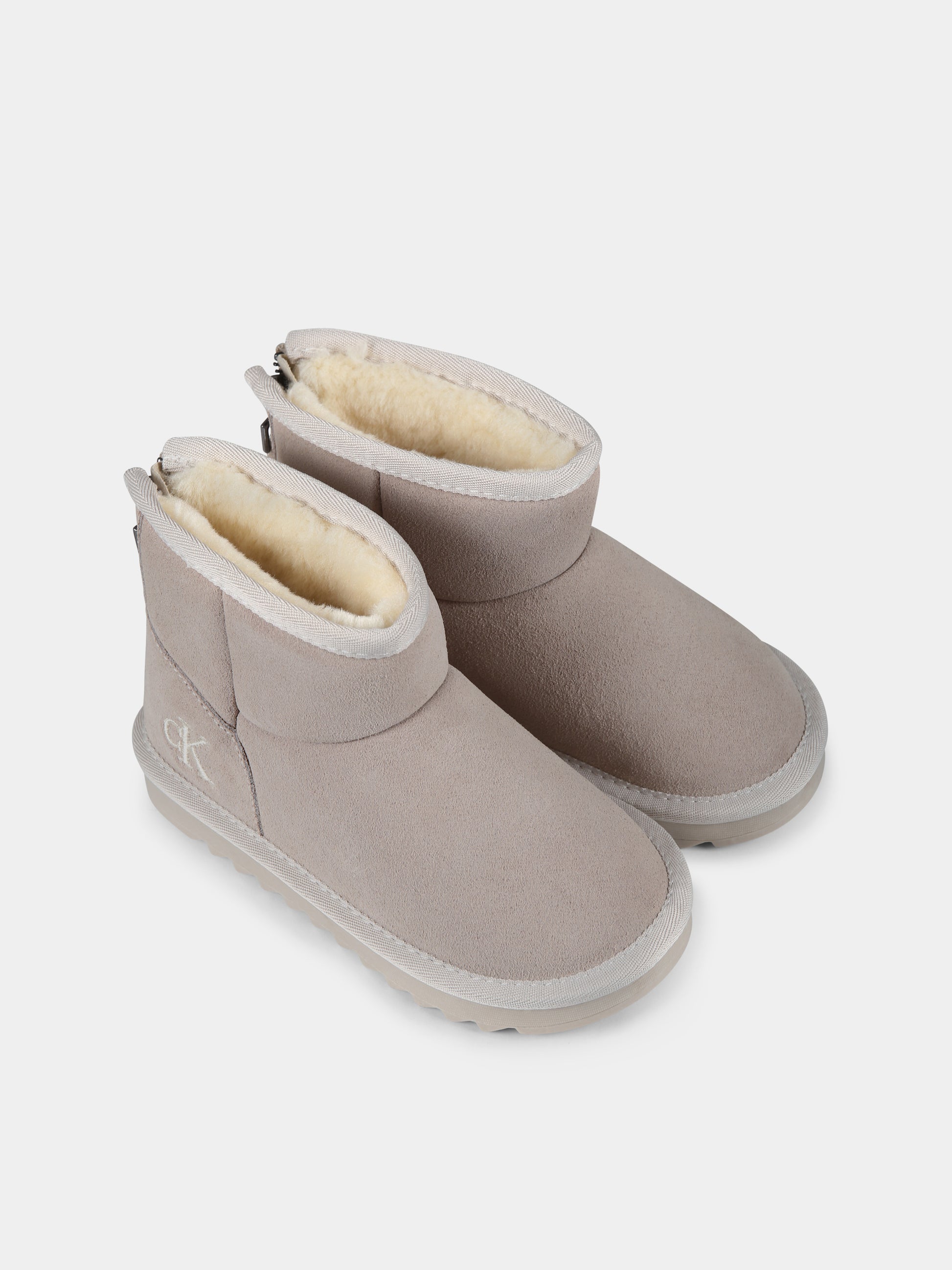 Stivaletti beige per bambina con logo,Calvin Klein Kids,V3A5 81036 0187501