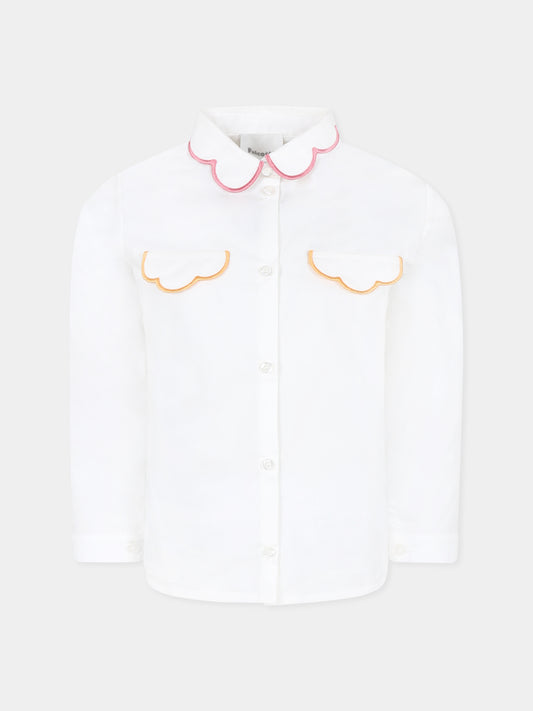 White shirt for girl with embroidery