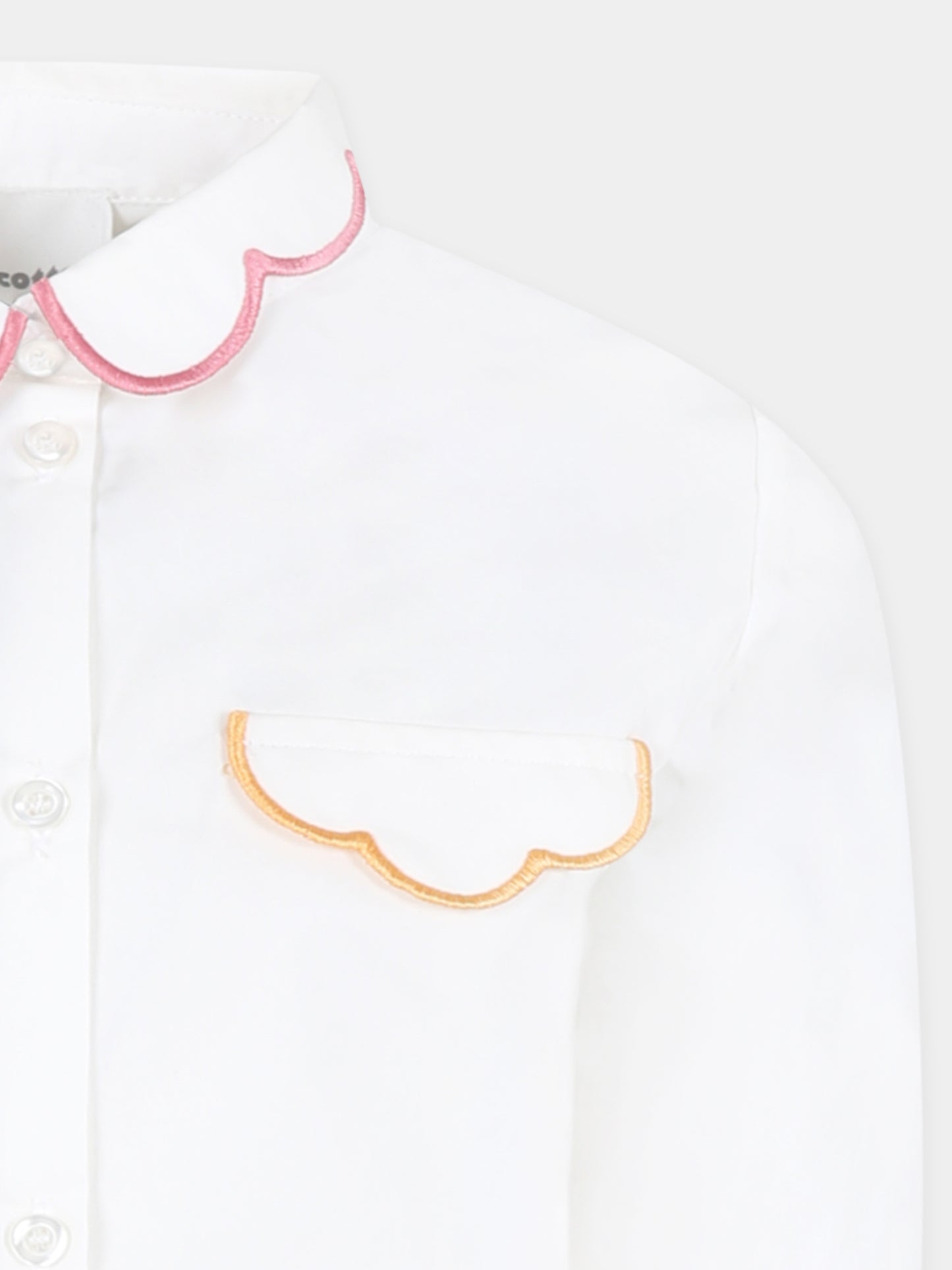 White shirt for girl with embroidery