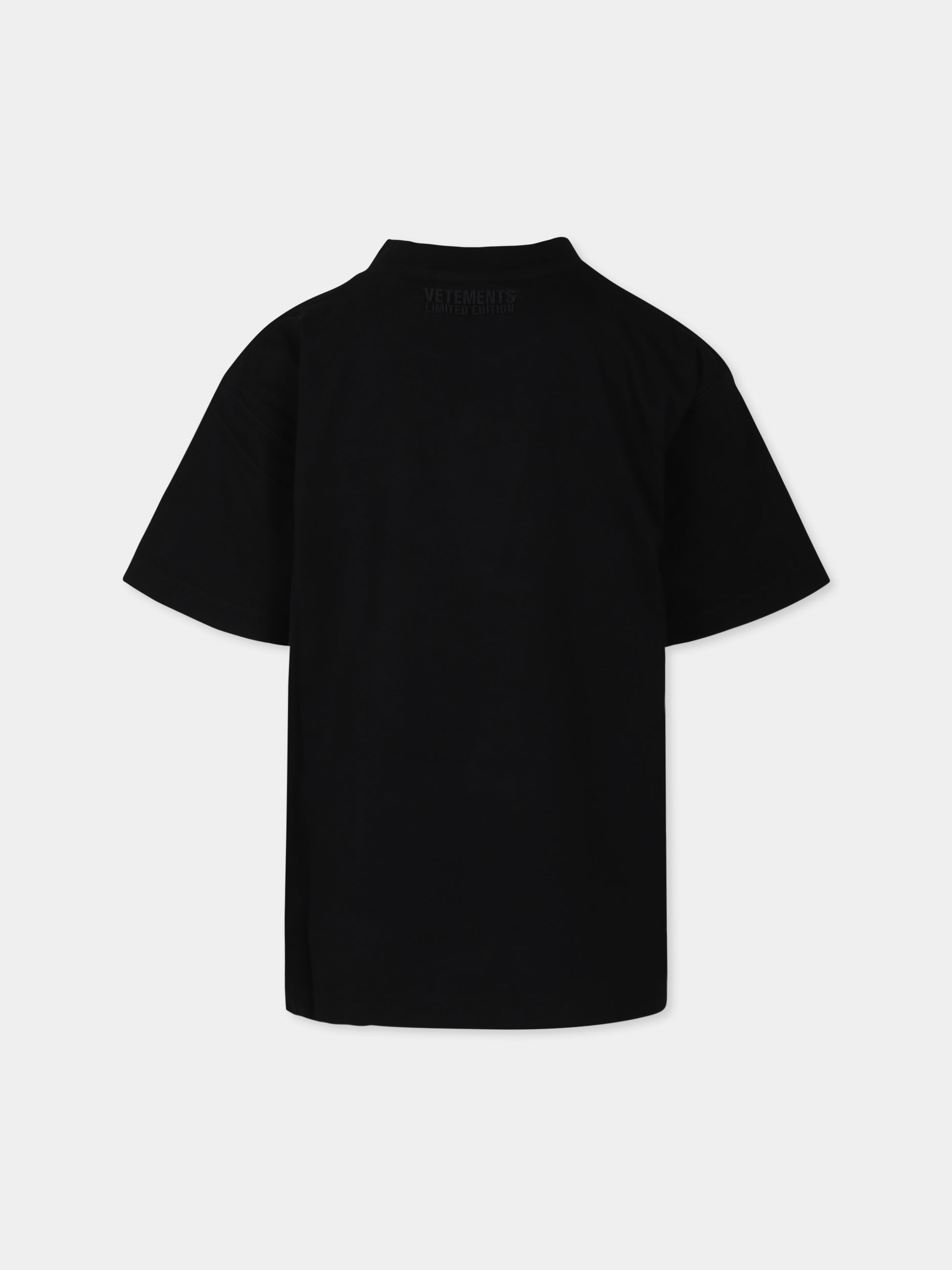 T-shirt nera per bambini con logo bianco,Vetements,KA10TR100B BLACK