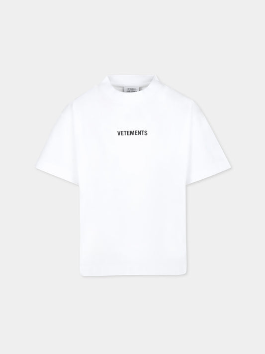 T-shirt bianca per bambini con logo,Vetements,KA10TR100W WHITE