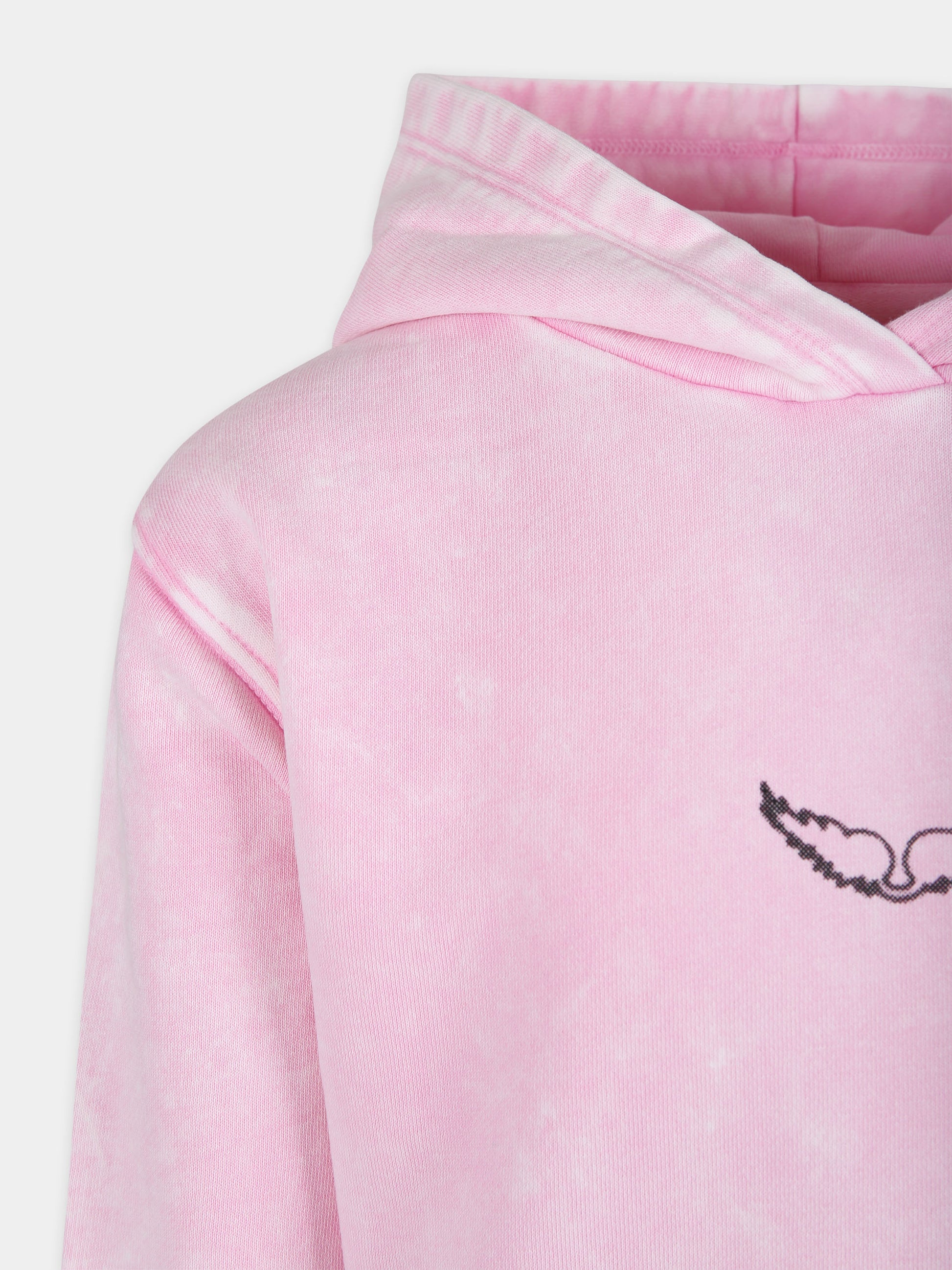 Felpa rosa per bambina con stampa e logo,Zadig & Voltaire Kids,X60215 47F