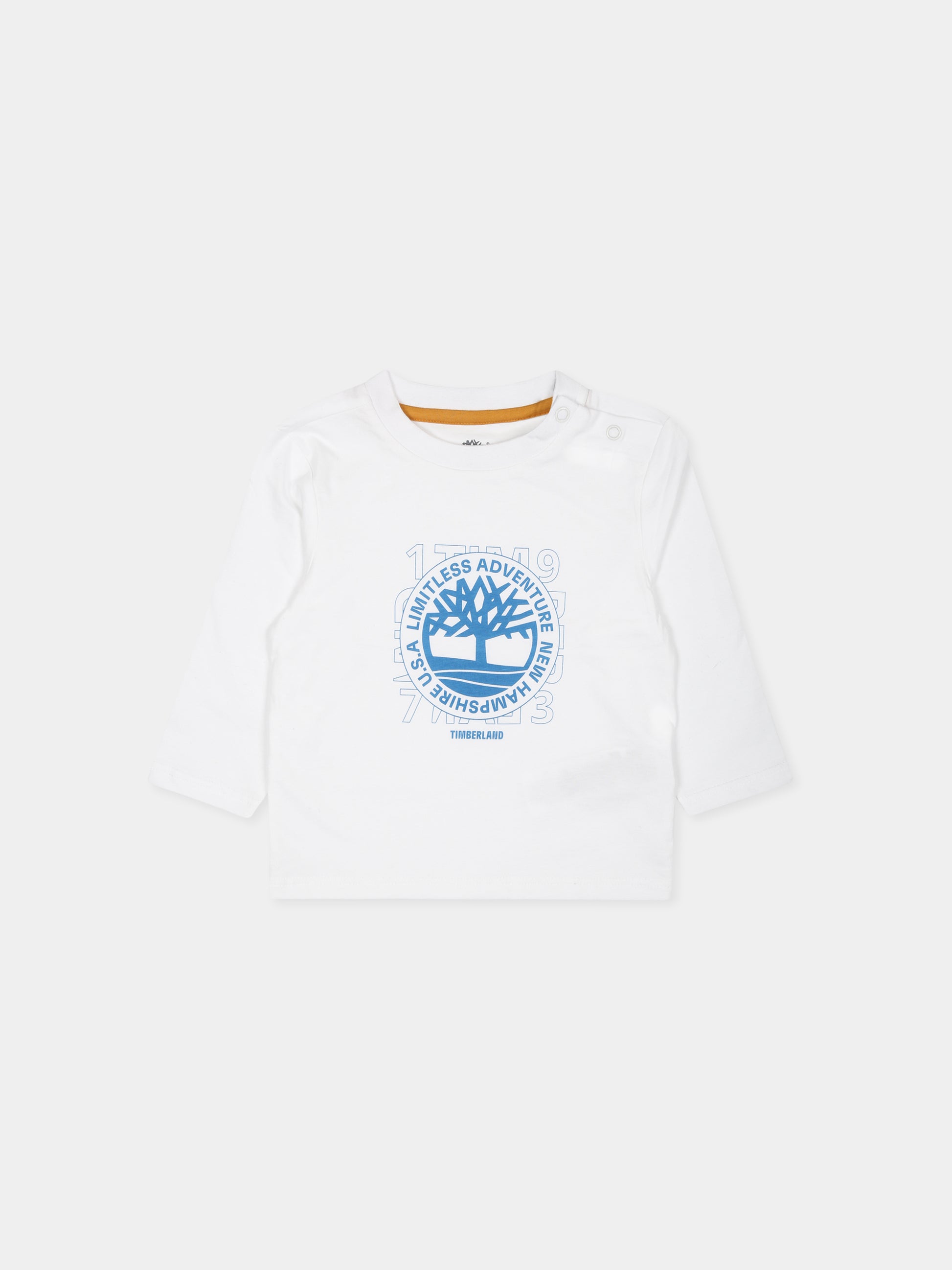 T-shirt bianca per neonato con stampa albero,Timberland,T60251 10P