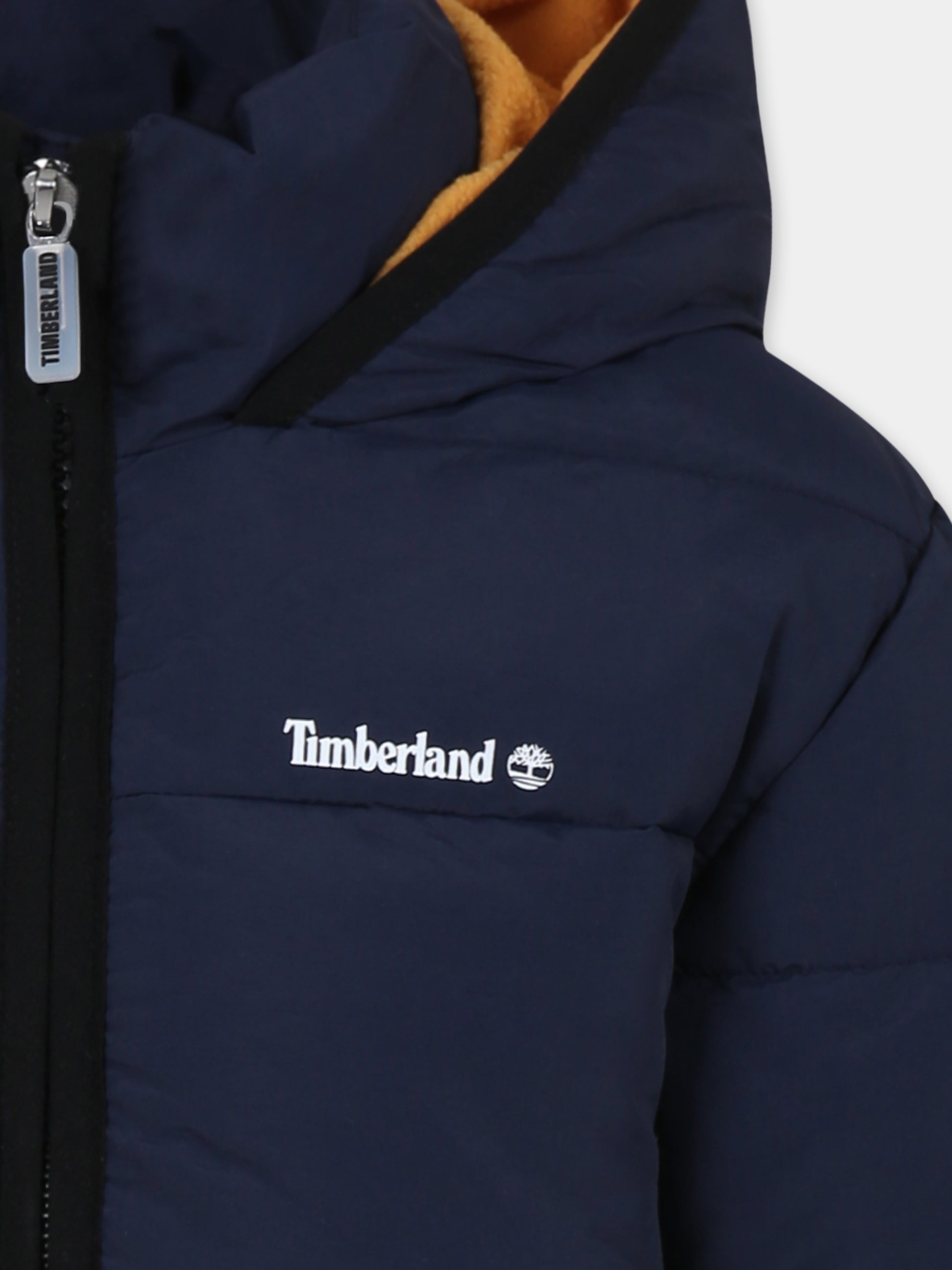 Piumino blu per bambino con logo,Timberland,T60275 83D