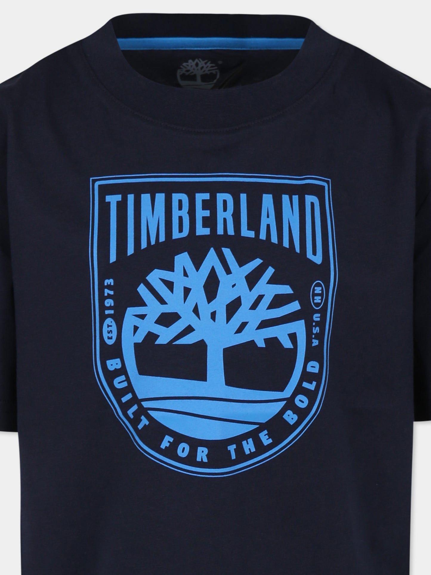 T-shirt blu per bambino con logo,Timberland,T60291 83D