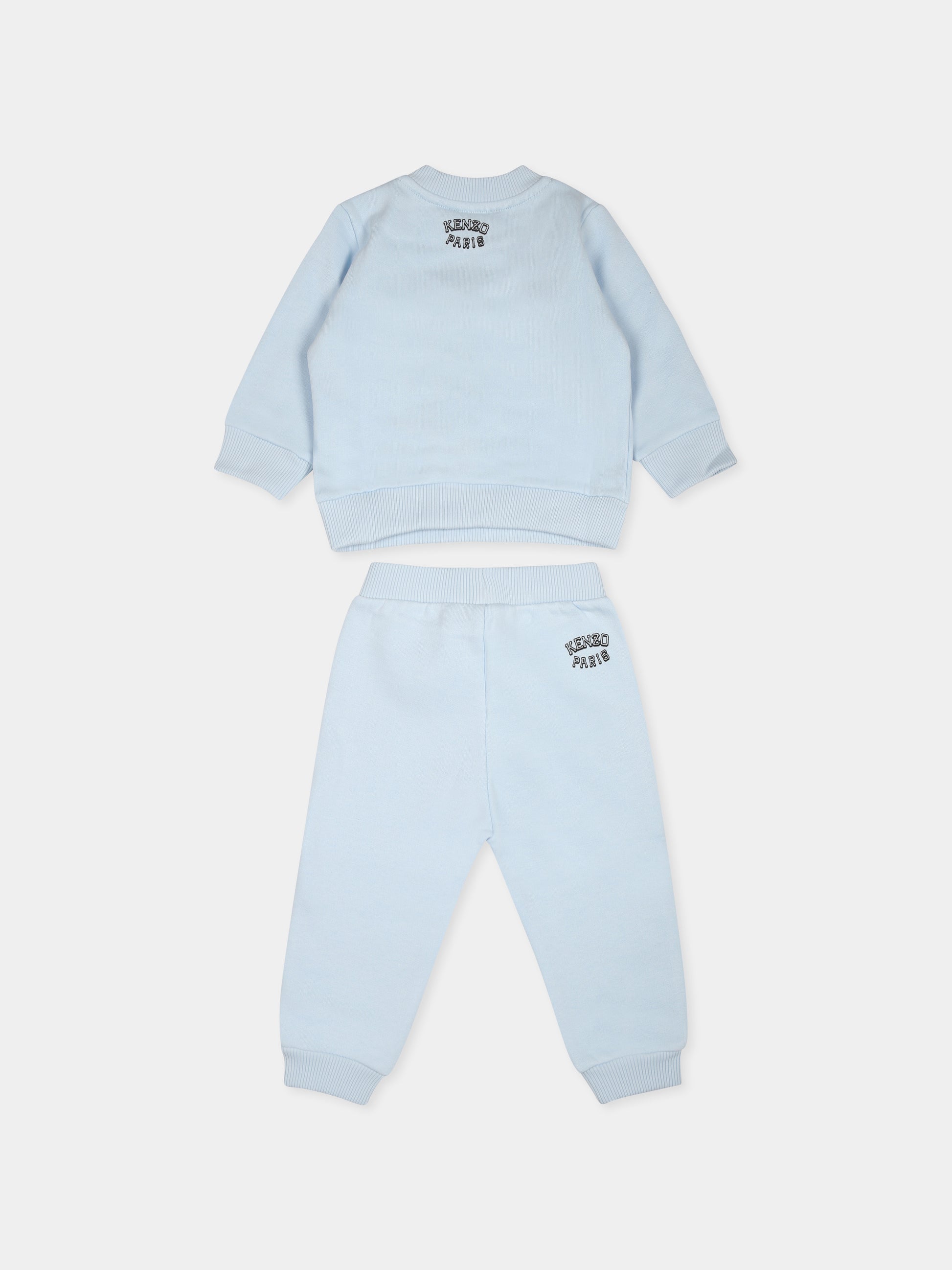 Completo celeste per neonato con tigre e logo,Kenzo Kids,K60515 78B