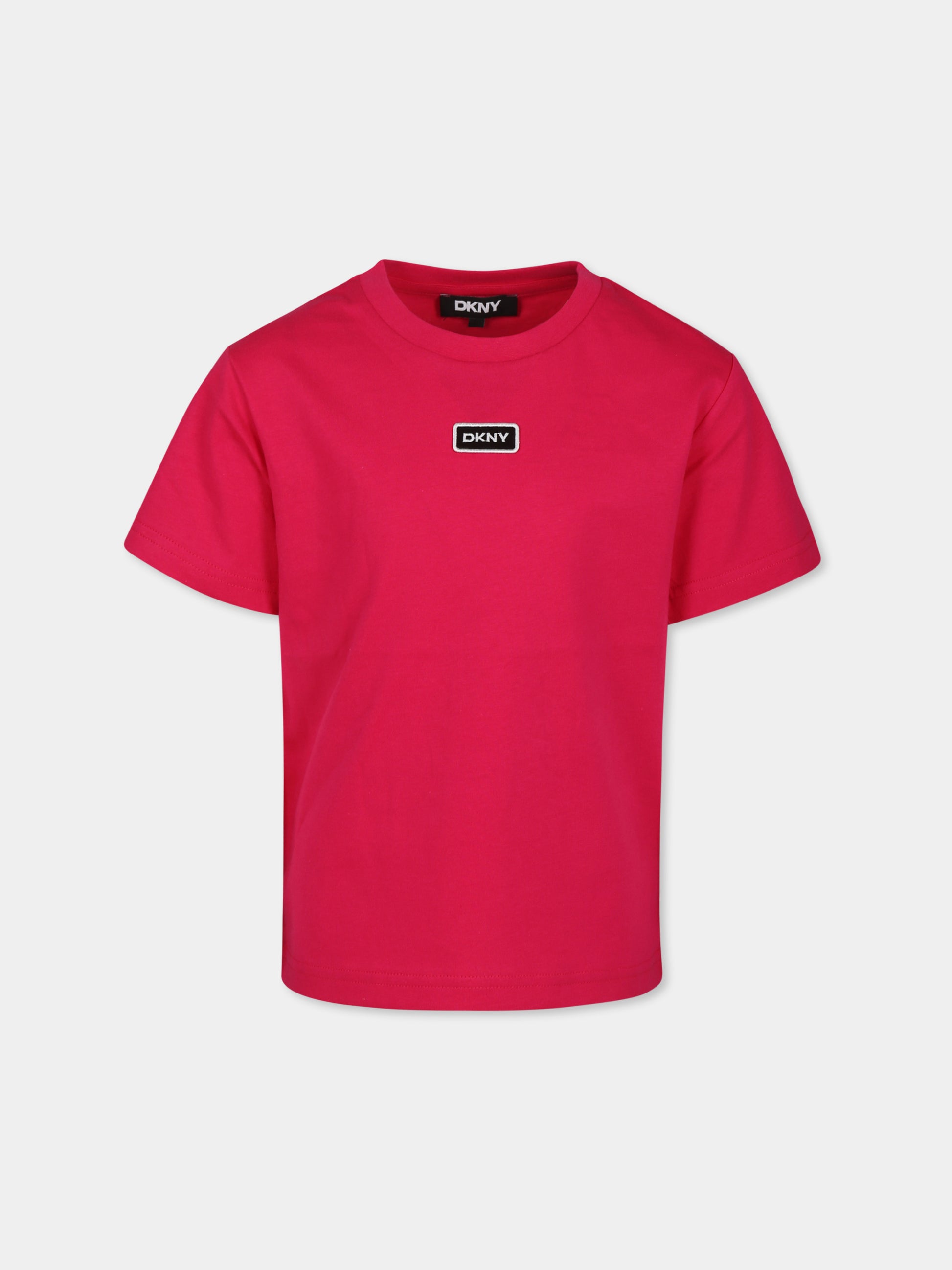 T-shirt fucsia per bambina con logo,Dkny,D60212 49N