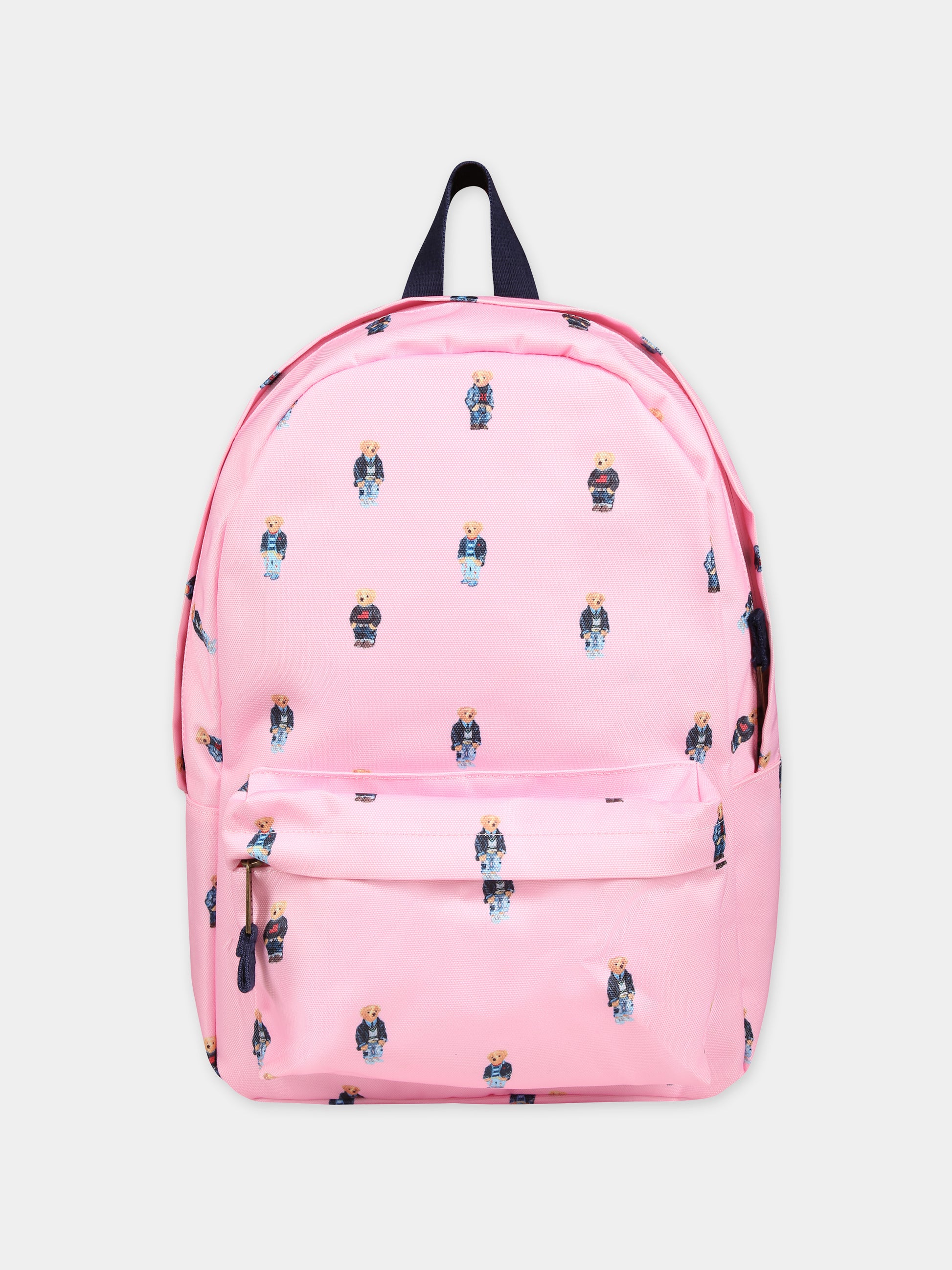 Zaino rosa per bambina con Polo Bear,Ralph Lauren Kids,9AR016 ADG