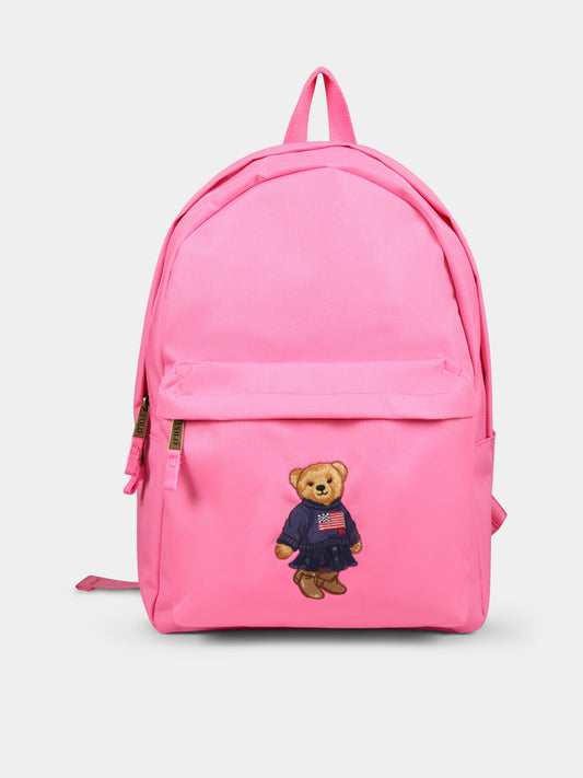 Zaino fucsia per bambina con Polo Bear,Ralph Lauren Kids,9AR149 AIL