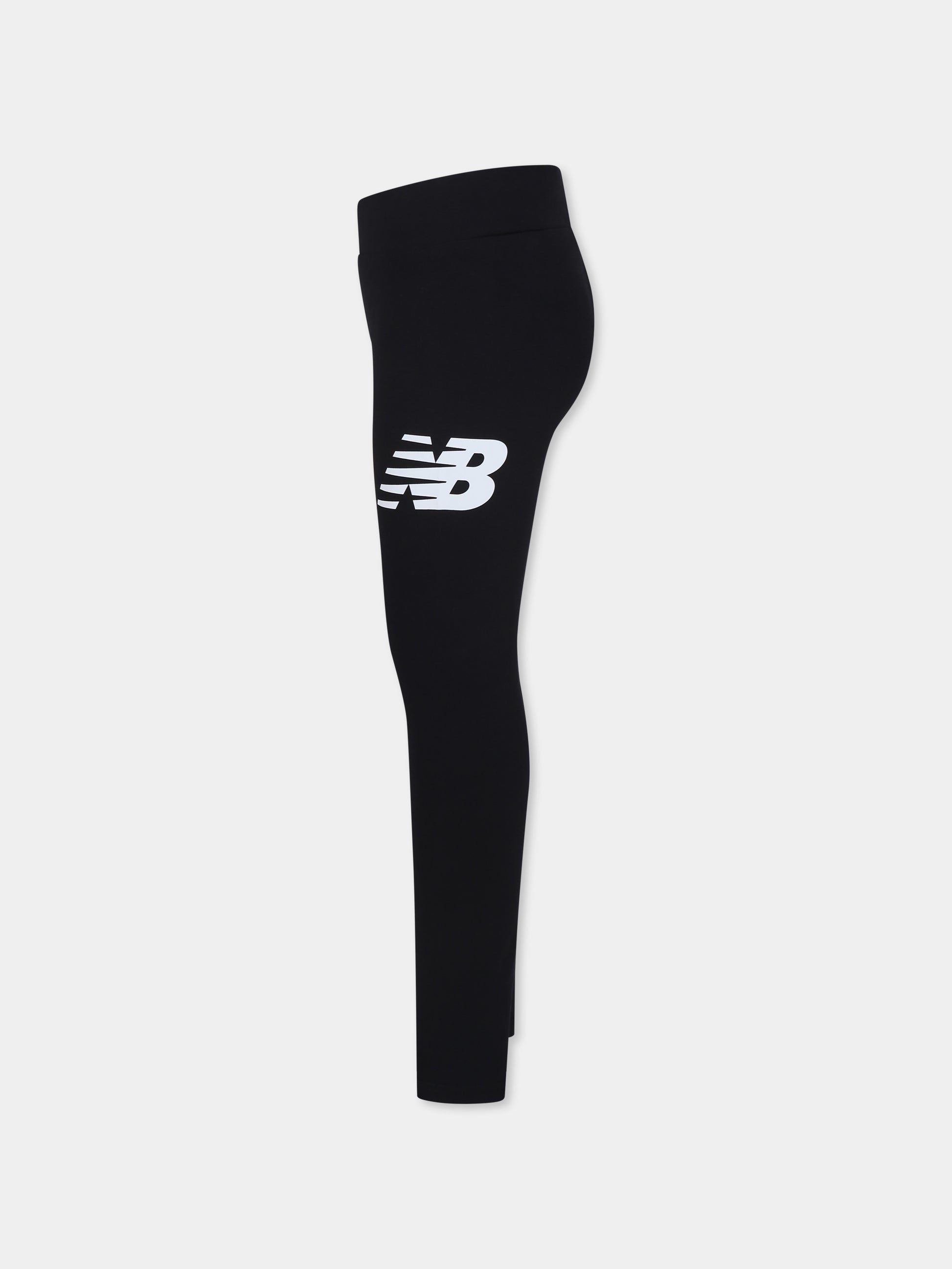 Leggings neri per bambina con logo,New Balance,24W NBLAKG0012 LAKG0012 BK