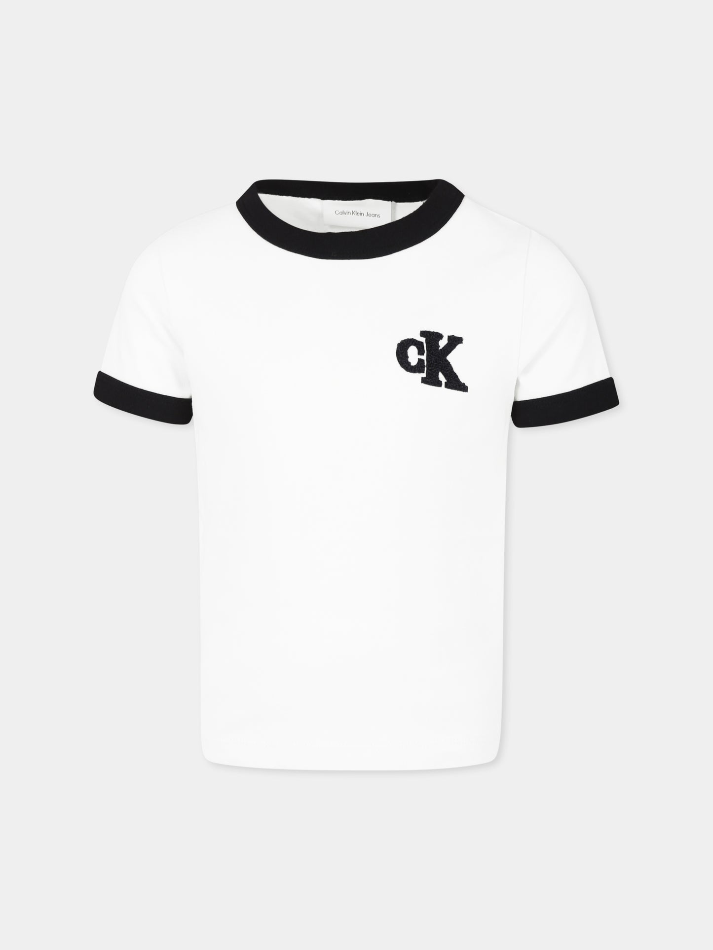 White t-shirt for boy with monogram