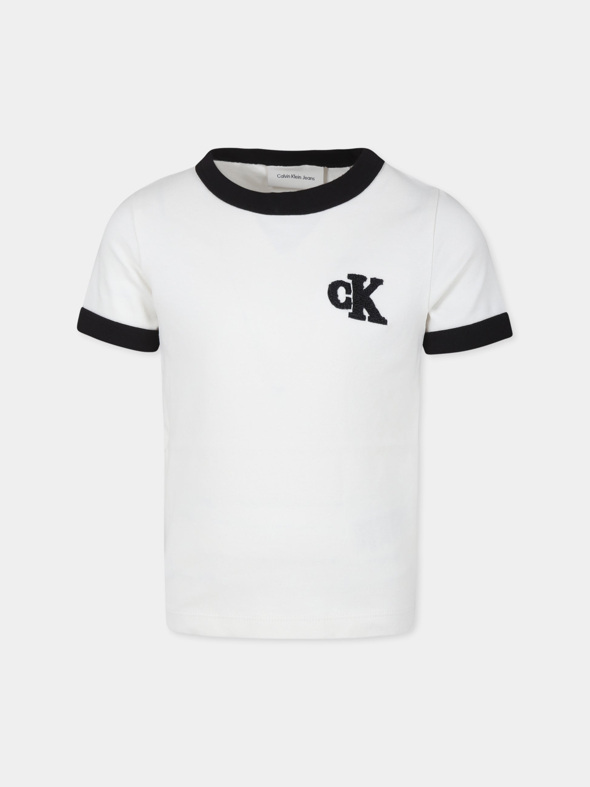 T-shirt bianca per bambino con monogramma,Calvin Klein Kids,IB0IB02241T YBI