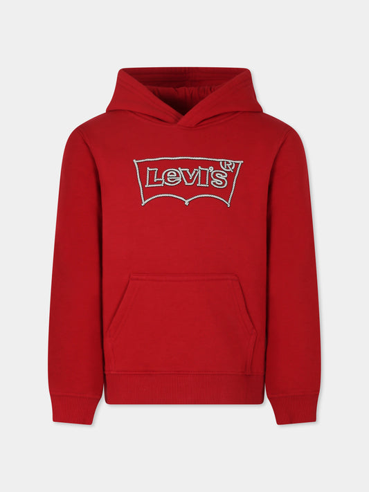 Felpa rossa per bambino con logo,Levi's Kids,9EL533 R2F