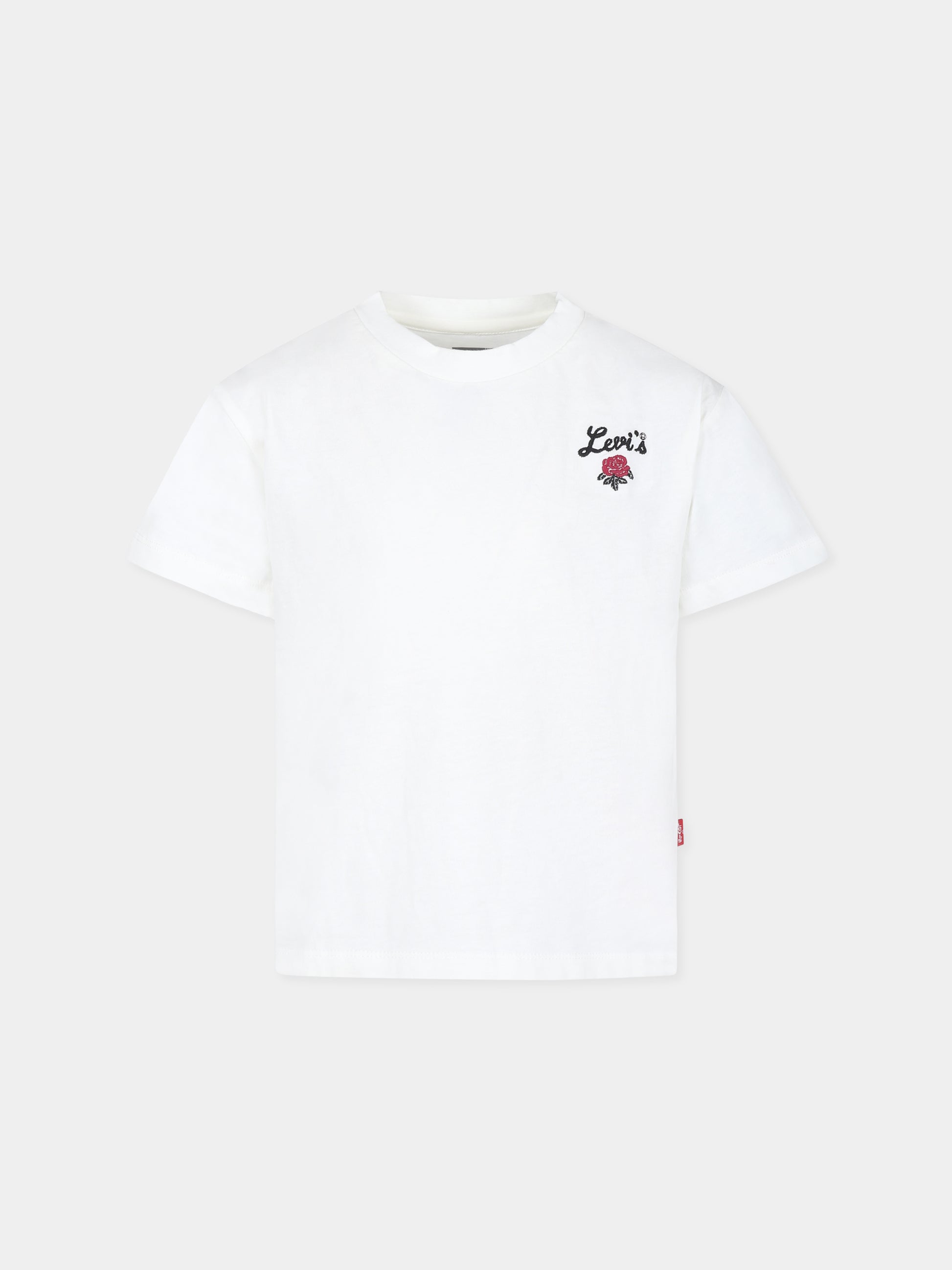 T-shirt avorio per bambina con logo,Levi's Kids,3EL489 W0E