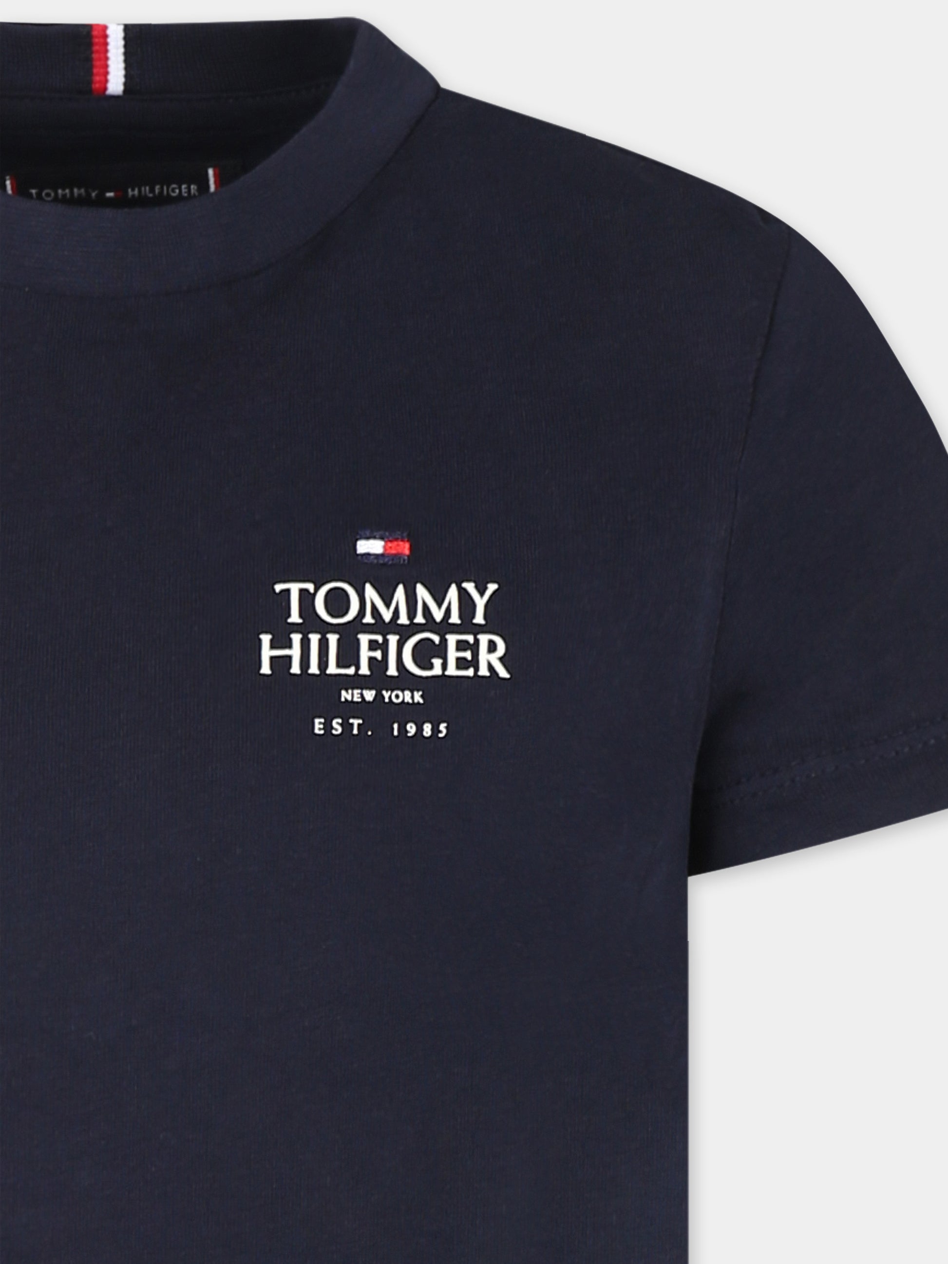 T-shirt blu per bambino con logo,Tommy Hilfiger Junior,KB0KB09277 DW5