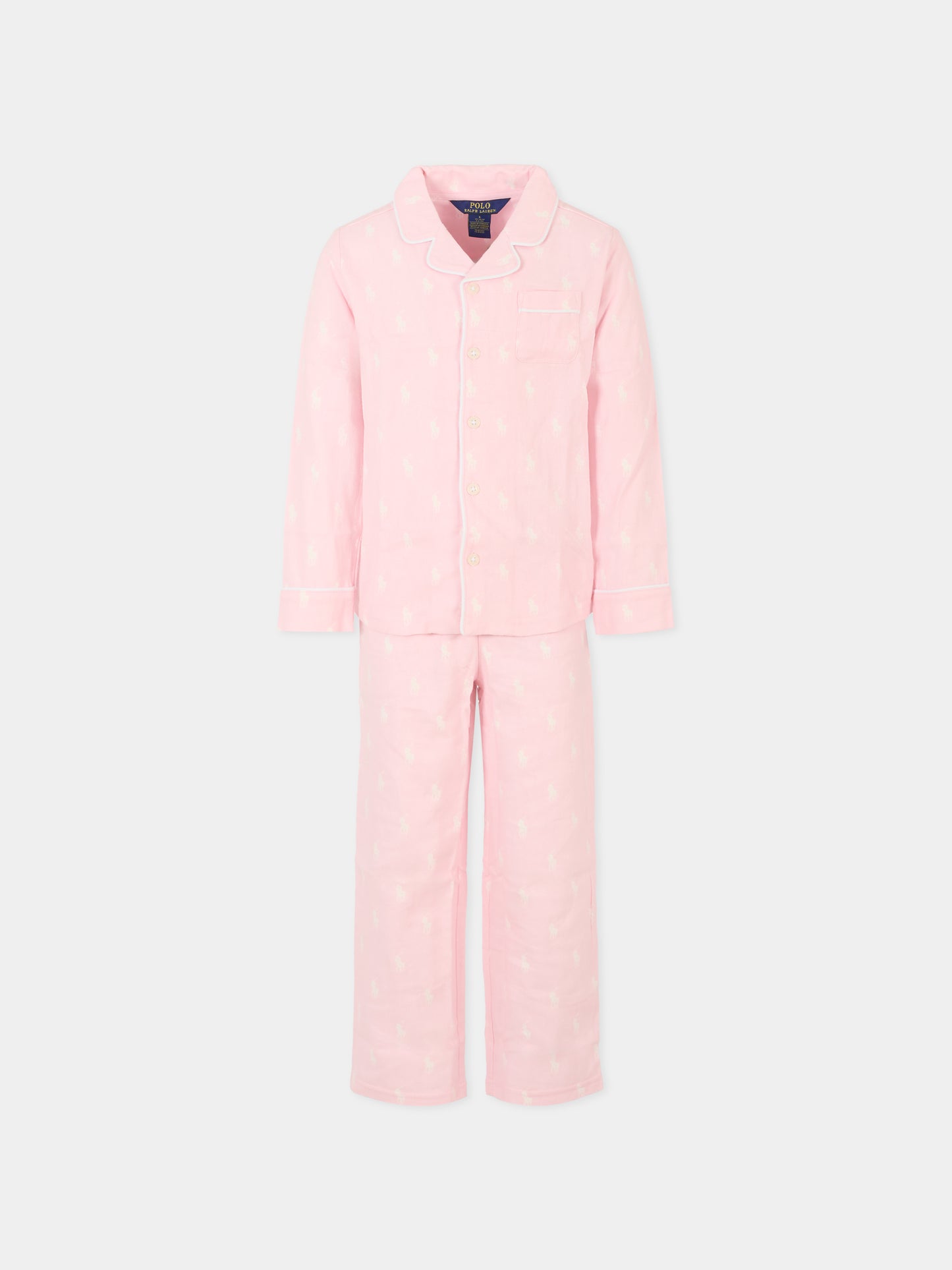Pigiama rosa per bambina con cavallino,Ralph Lauren Kids,3P0150 ADQ