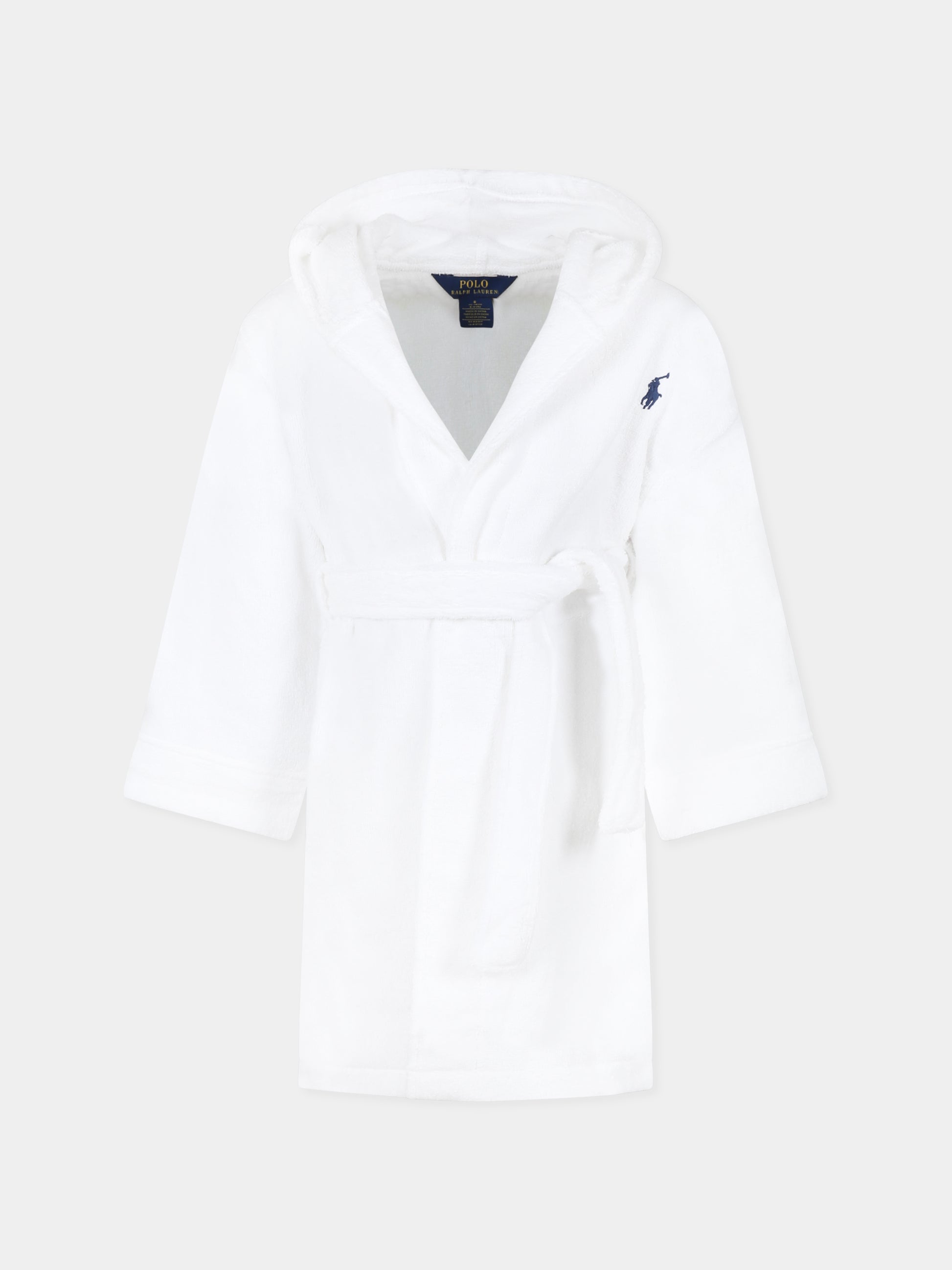 Accappatoio bianco per bambini con cavallino,Ralph Lauren Kids,8P0188 001