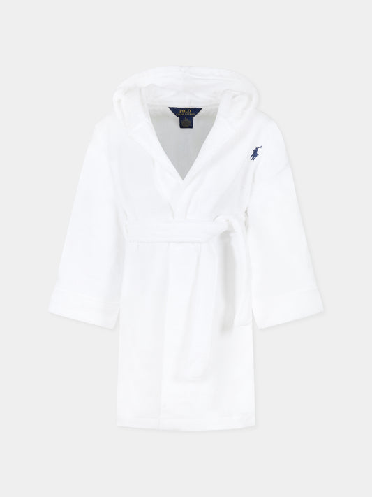 Accappatoio bianco per bambini con cavallino,Ralph Lauren Kids,8P0188 001