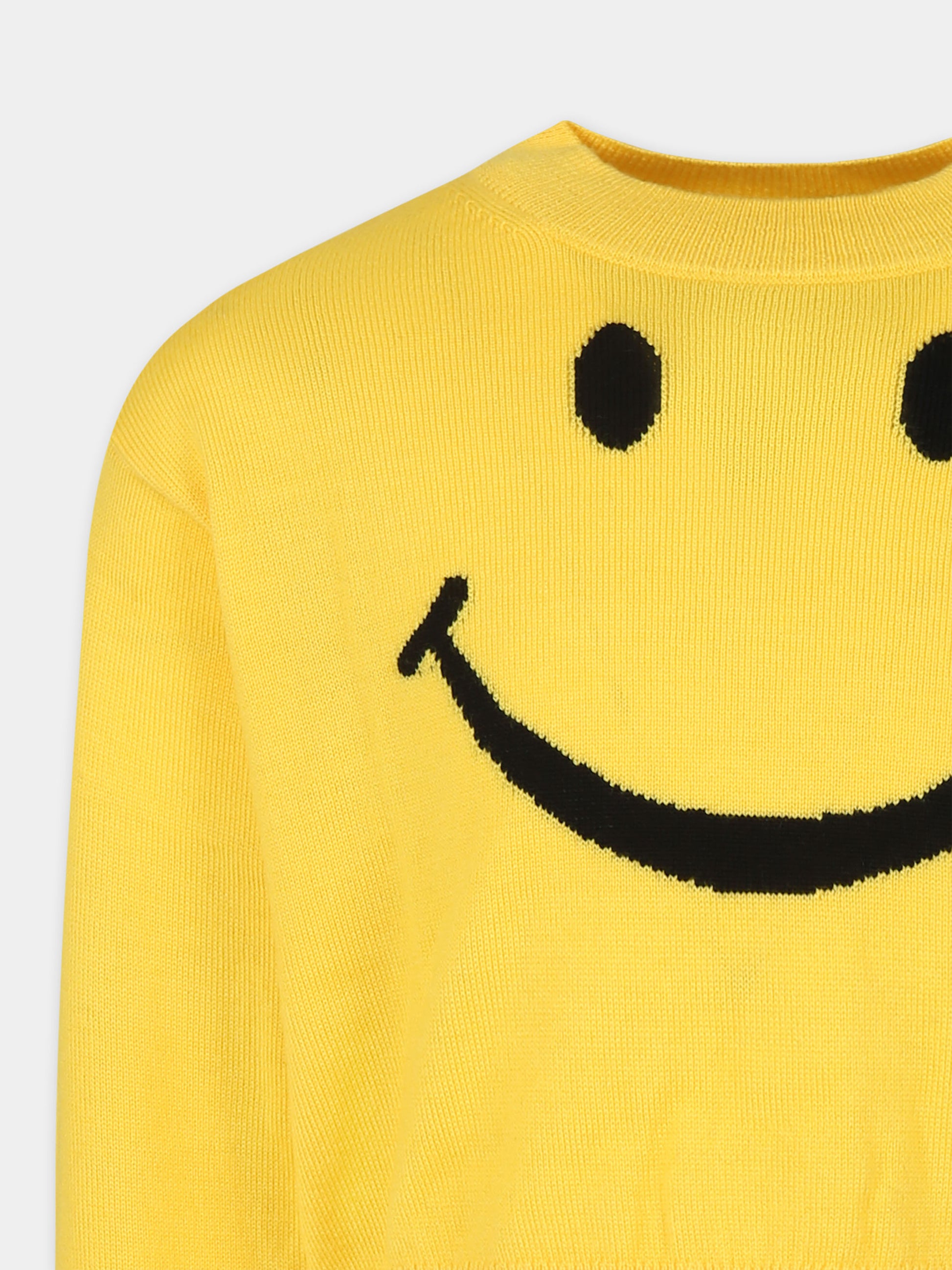 Maglione giallo per bambina con smile,Moschino Kids,HDW028 LHE68 50577