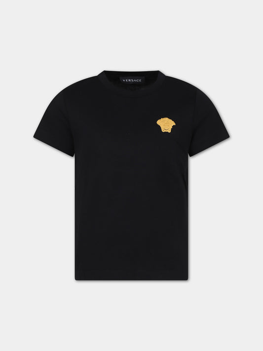 T-shirt nera per bambini con Medusa Versace,Versace,1000239 1A04797 2B130