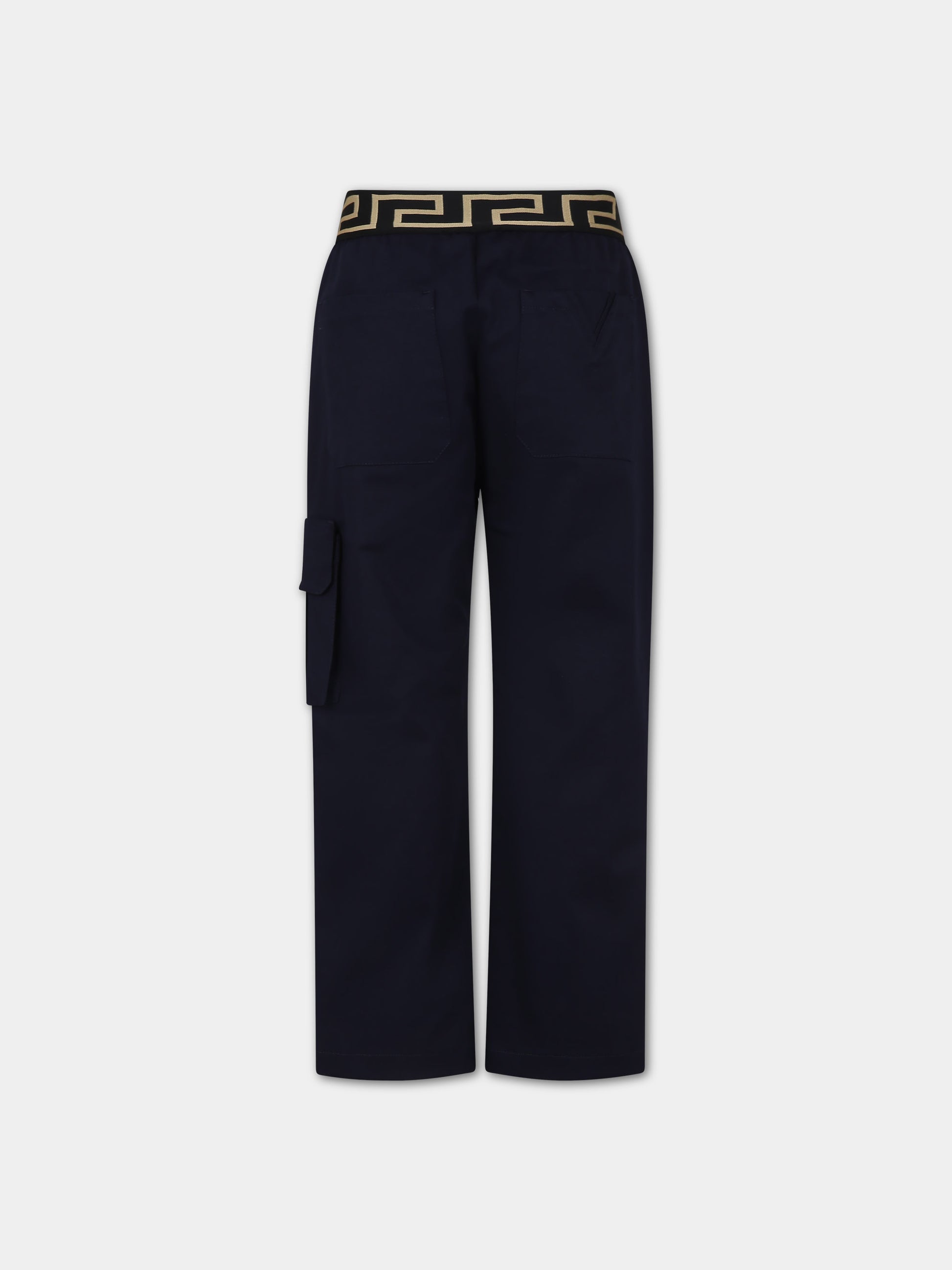 Pantaloni blu per bambino con logo Versace,Versace,1002266 1A06498 2U150