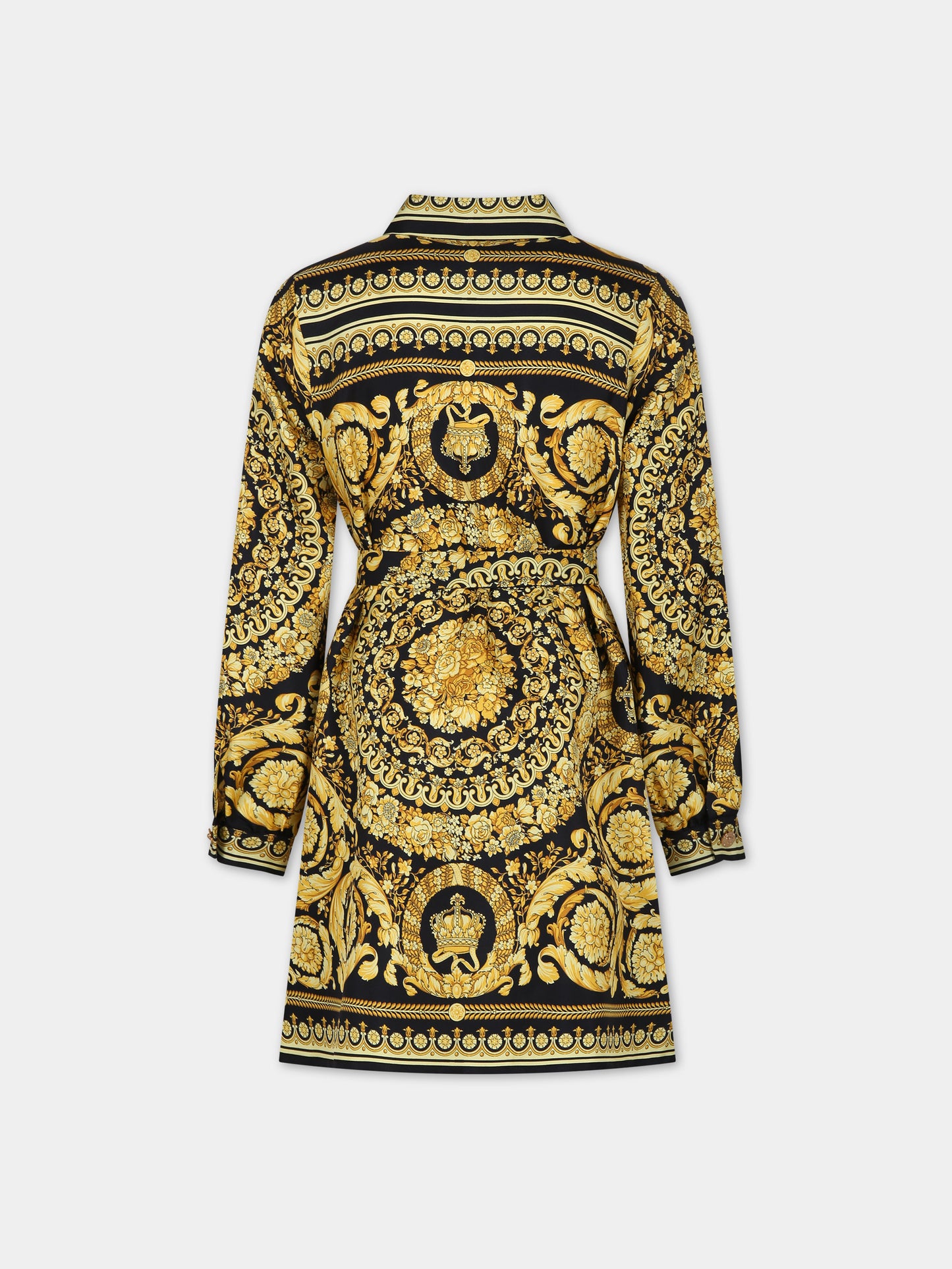 Vestito nero per bambina con stampa barocco,Versace,1003517 1A02442 5B000