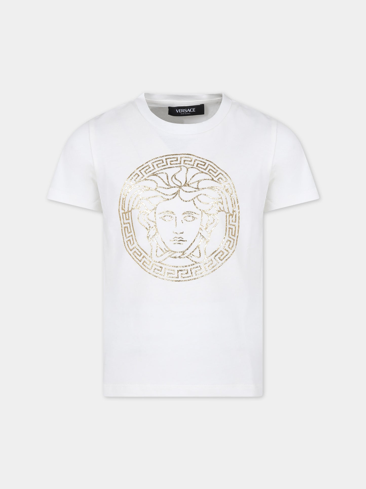 T-shirt bianca per bambini con Medusa,Versace,1000239 1A10164 2W110
