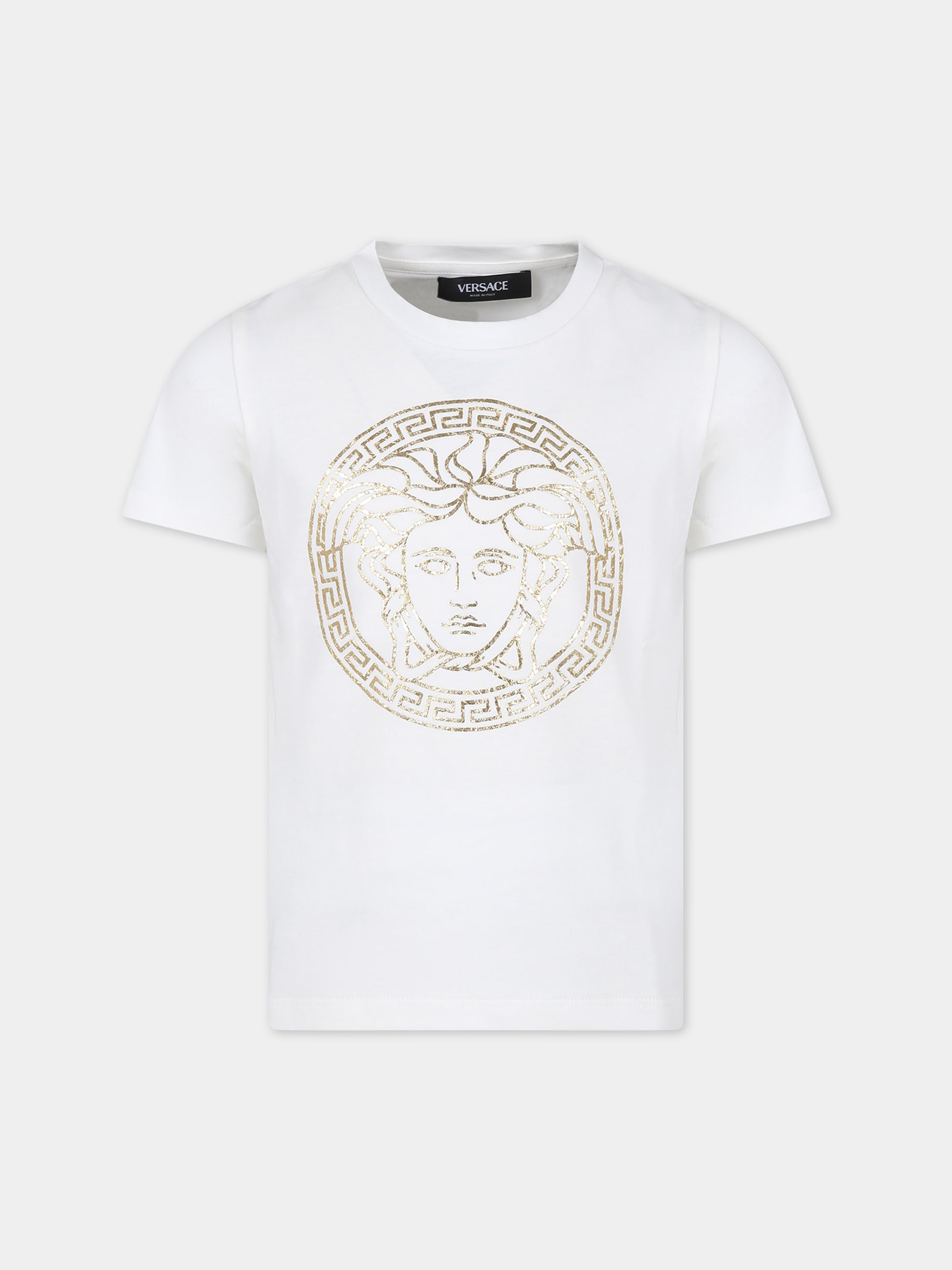 T-shirt bianca per bambini con Medusa,Versace,1000239 1A10164 2W110