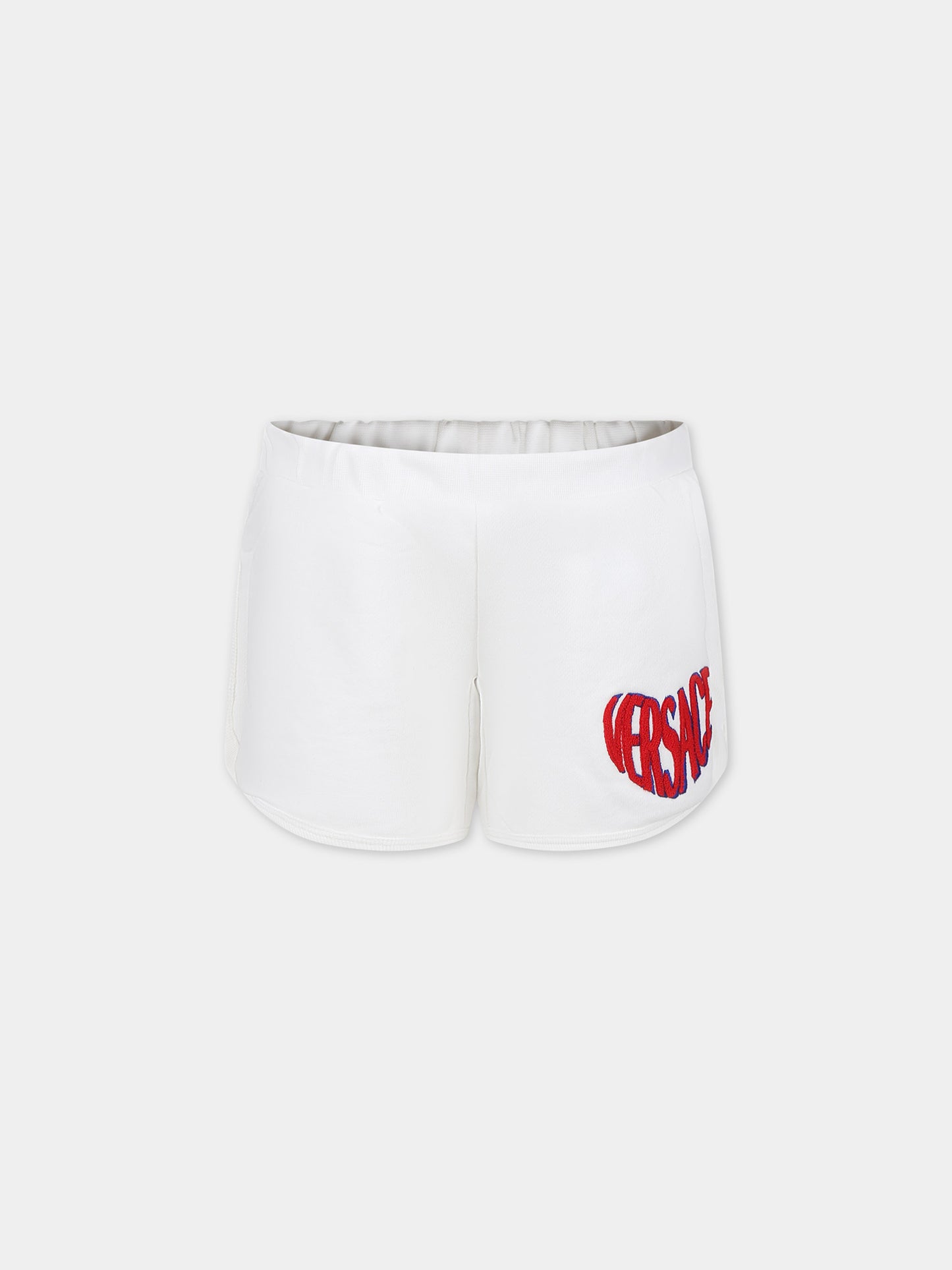 Shorts bianchi per bambina con logo Versace,Versace,1011102 1A09693 2W070