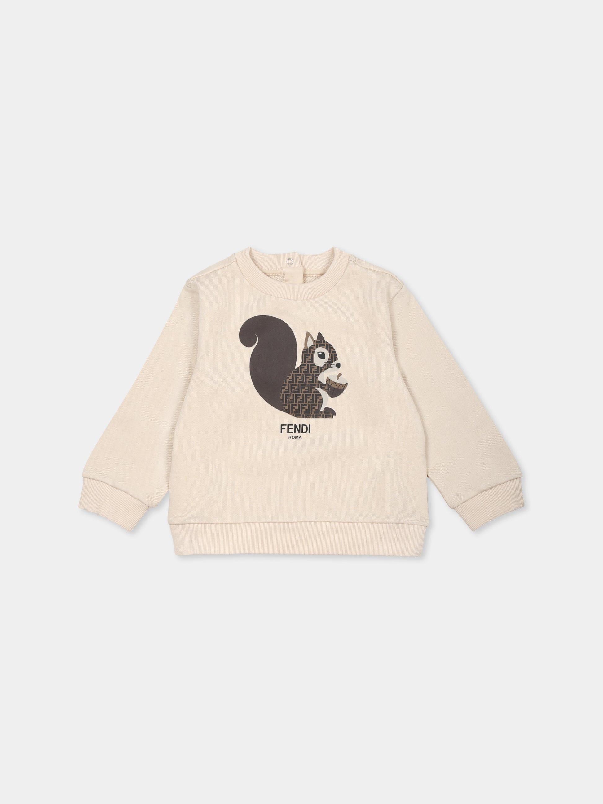 Felpa beige per neonati con logo scoiattolo Fendi,Fendi Kids,BUH077 5V0 F1P2N