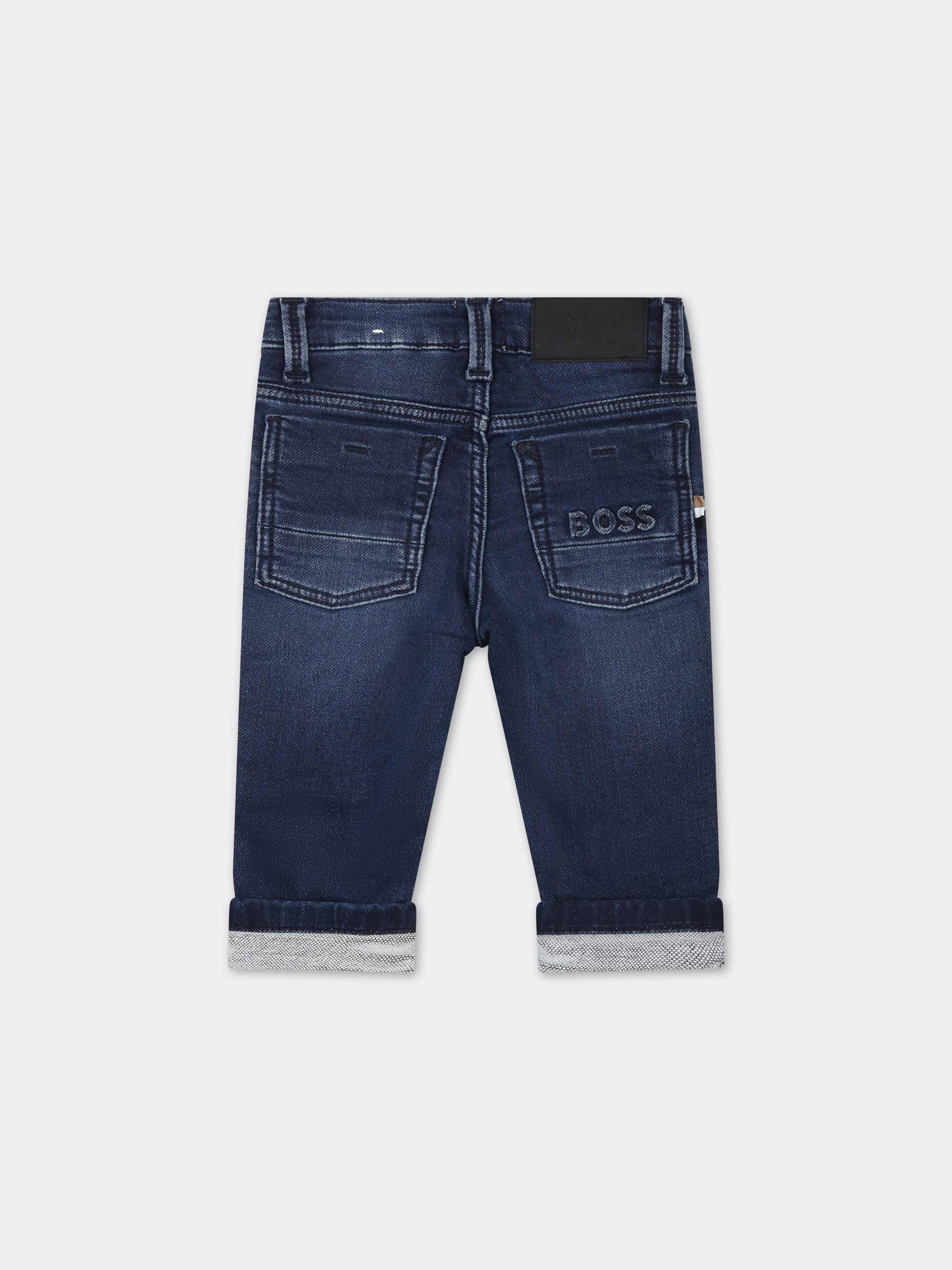 Jeans blu per neonato con logo,Boss,J04470 Z07