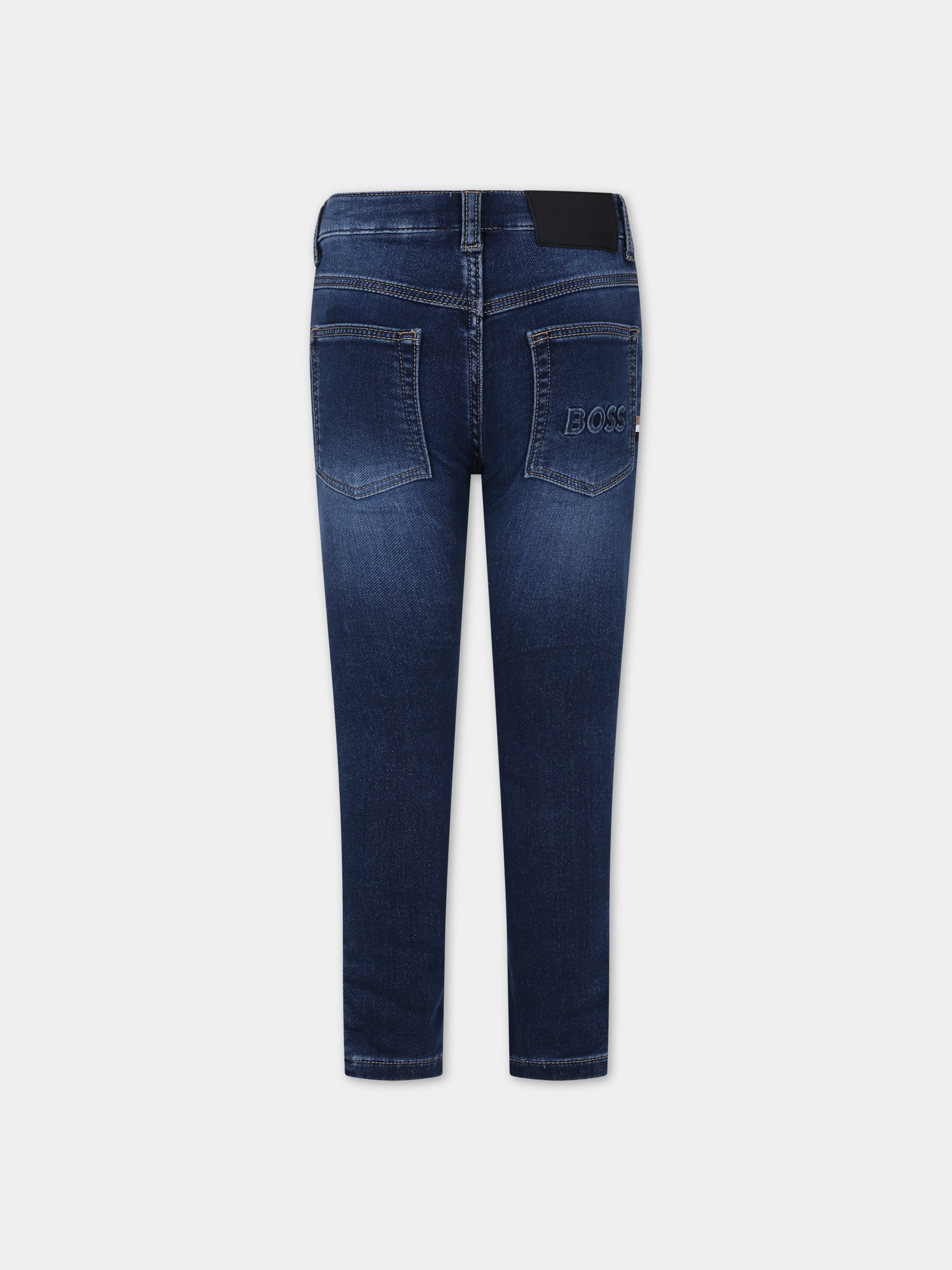 Jeans skinny blu per bambino con logo,Boss,J24839 Z07
