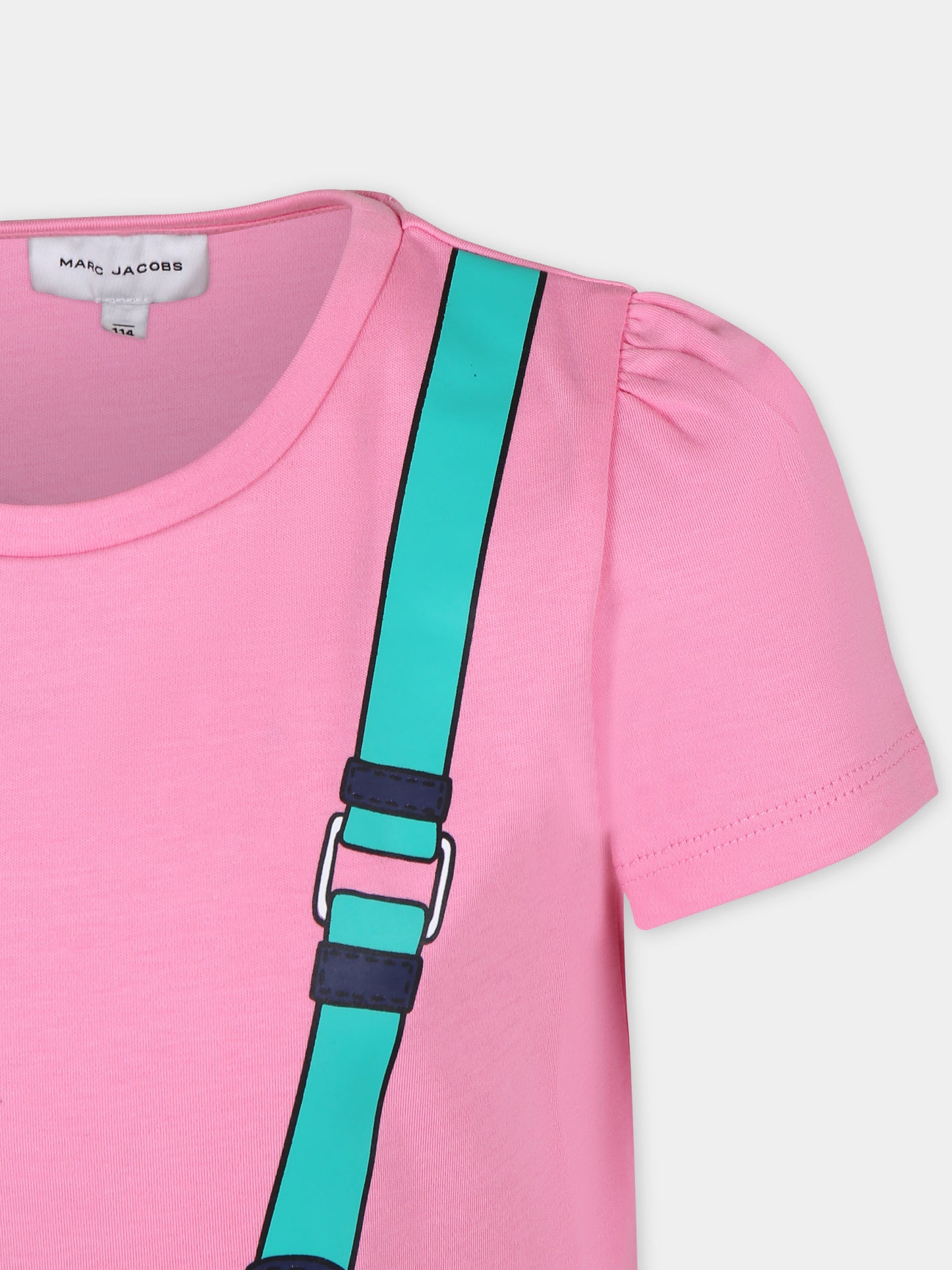 Vestito rosa per bambina con stampa borsa e logo,Marc Jacobs,W12430 44G